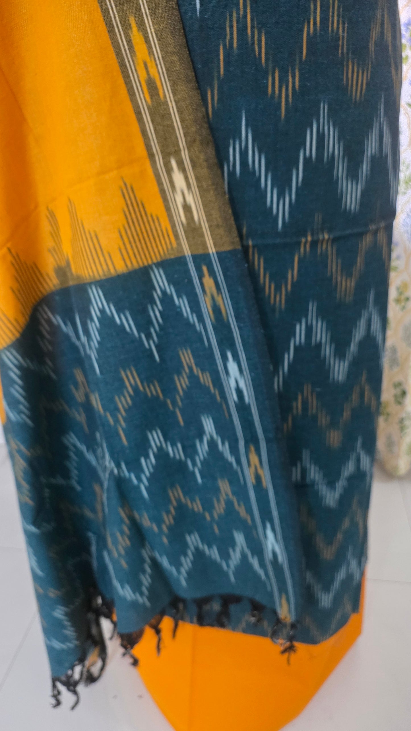 Pochampally Single Ikkat Green Cotton Dress Material GIK18