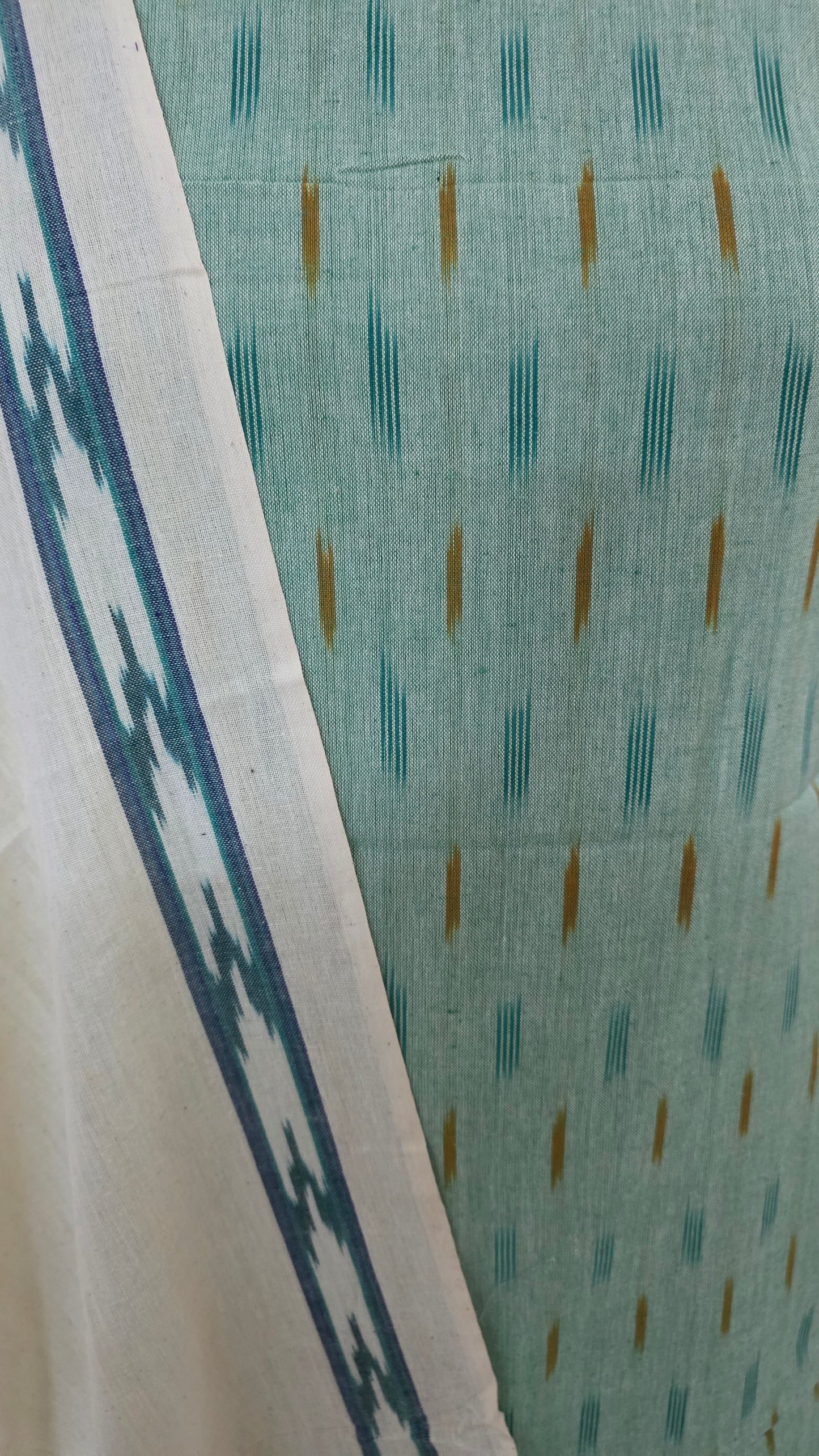Pochampally Single Ikkat Light Green Cotton Dress Material GIK20