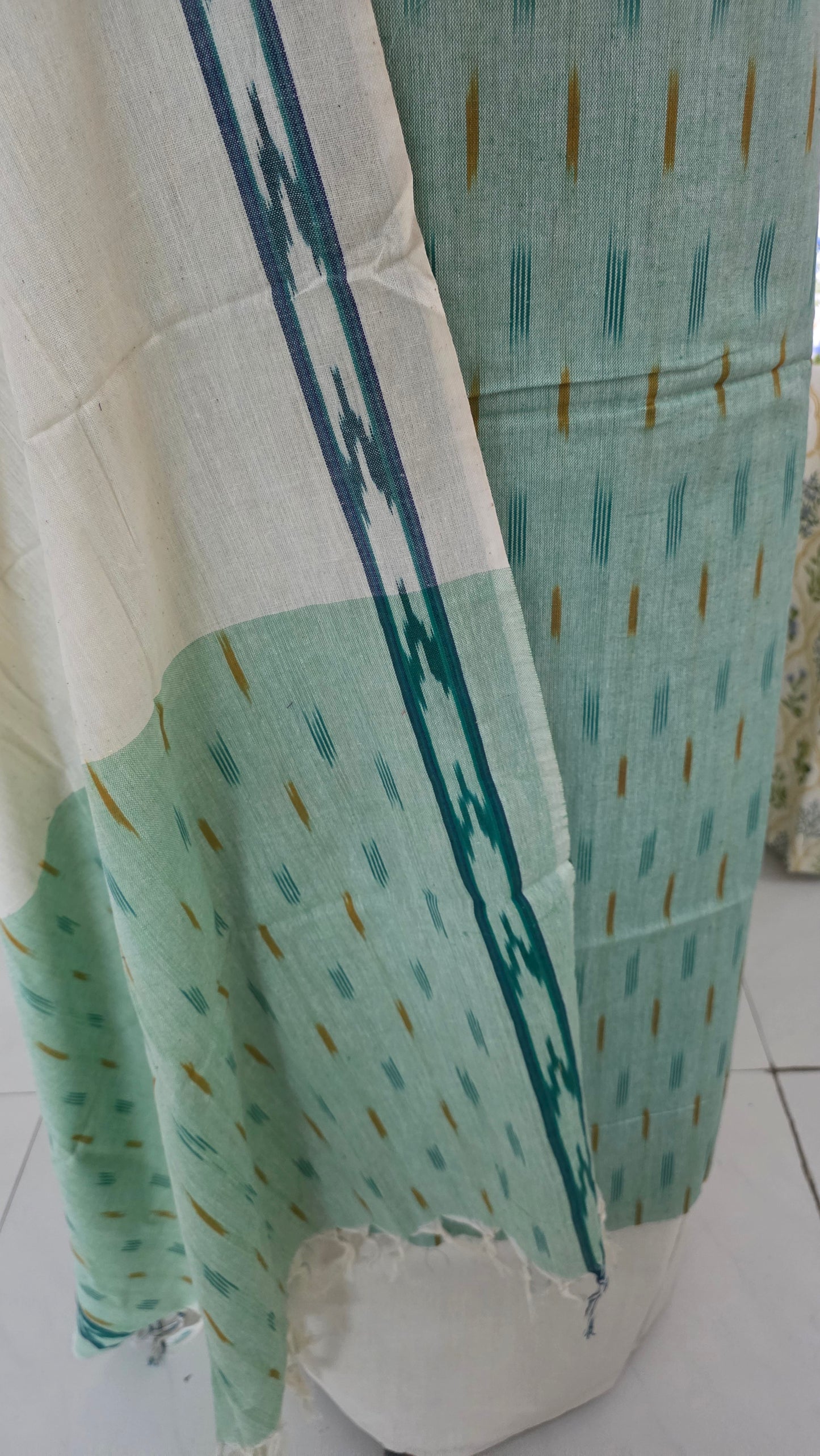Pochampally Single Ikkat Light Green Cotton Dress Material GIK20
