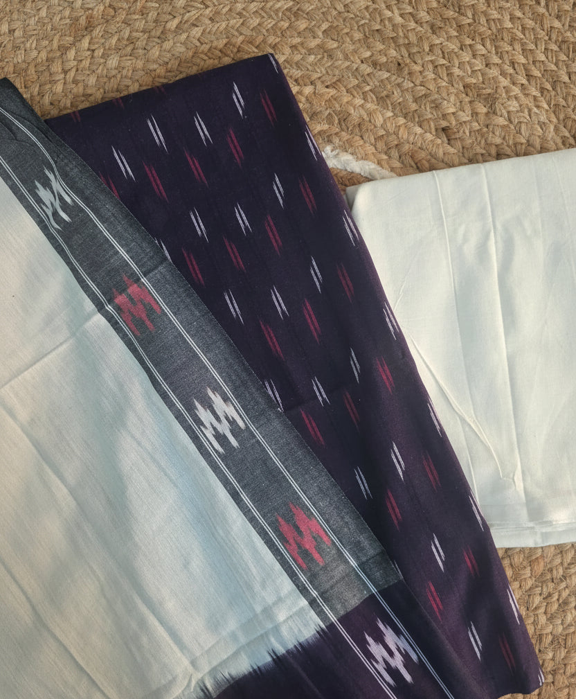 Pochampally Single Ikkat Purple Cotton Dress Material GIK19