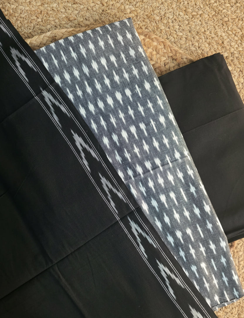 Pochampally Single Ikkat Grey Cotton Dress Material GIK22