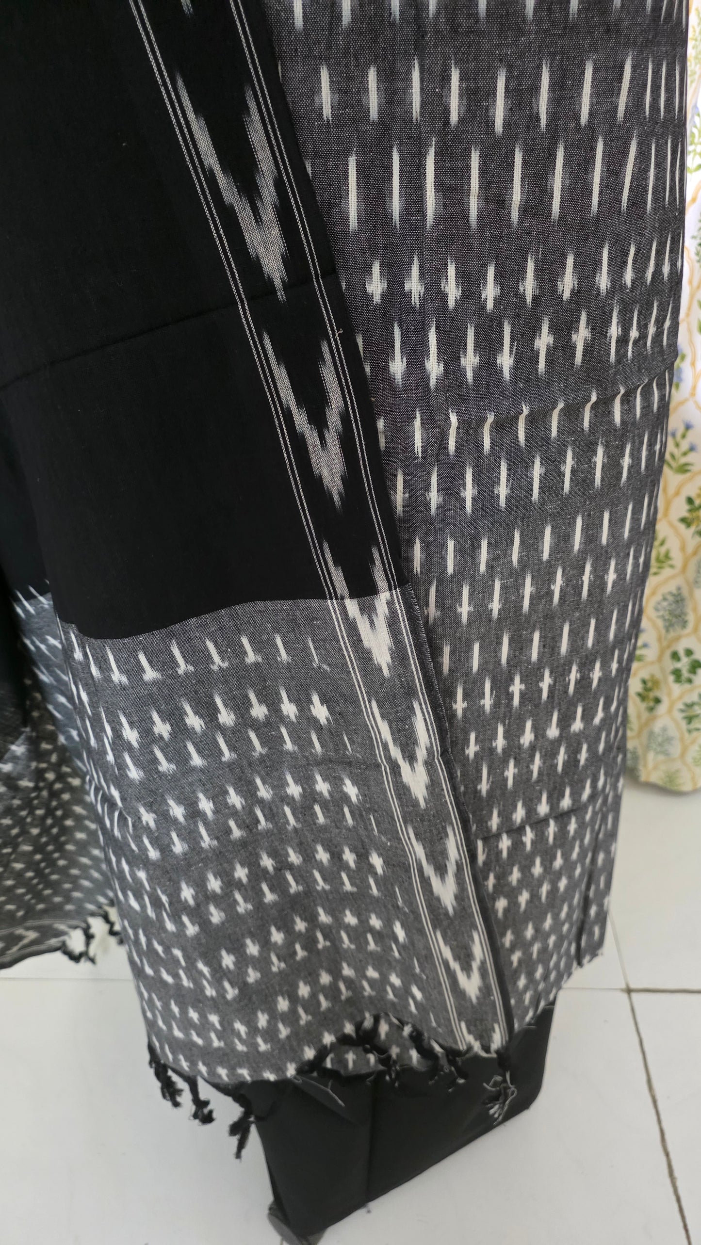 Pochampally Single Ikkat Grey Cotton Dress Material GIK22
