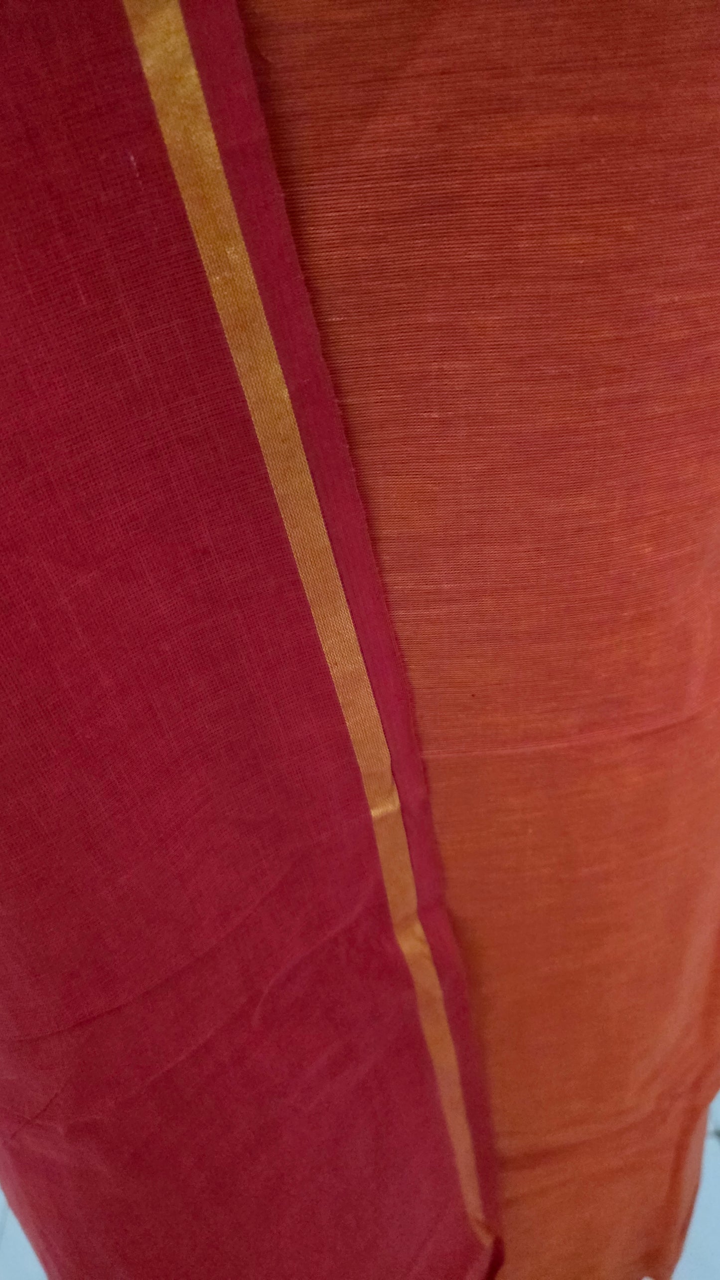 Orange Red Mangalagiri Handloom Pure South Cotton Suit Dress Material
