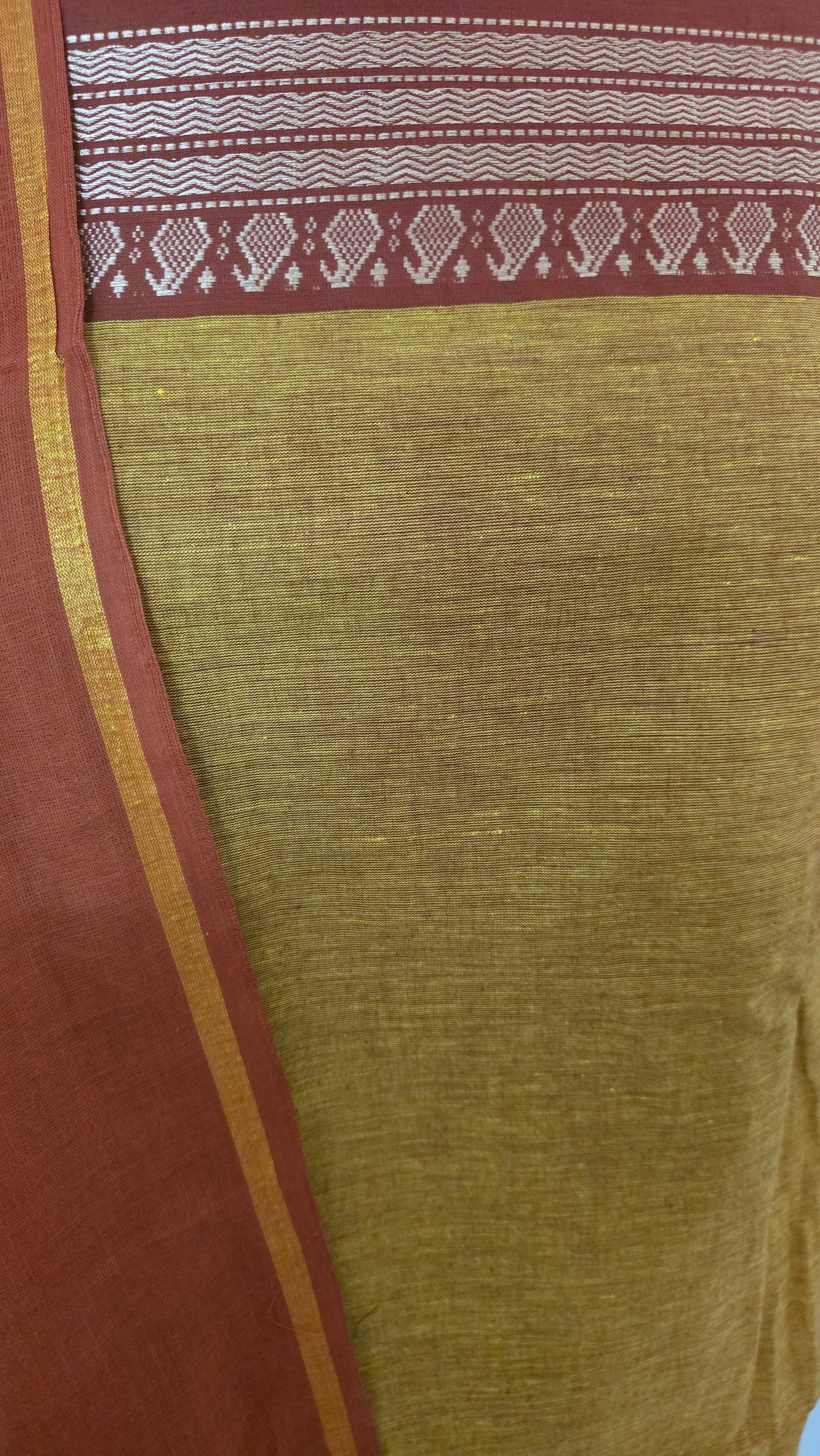 Mustard Brown Mangalagiri Handloom Pure South Cotton Suit Dress Material