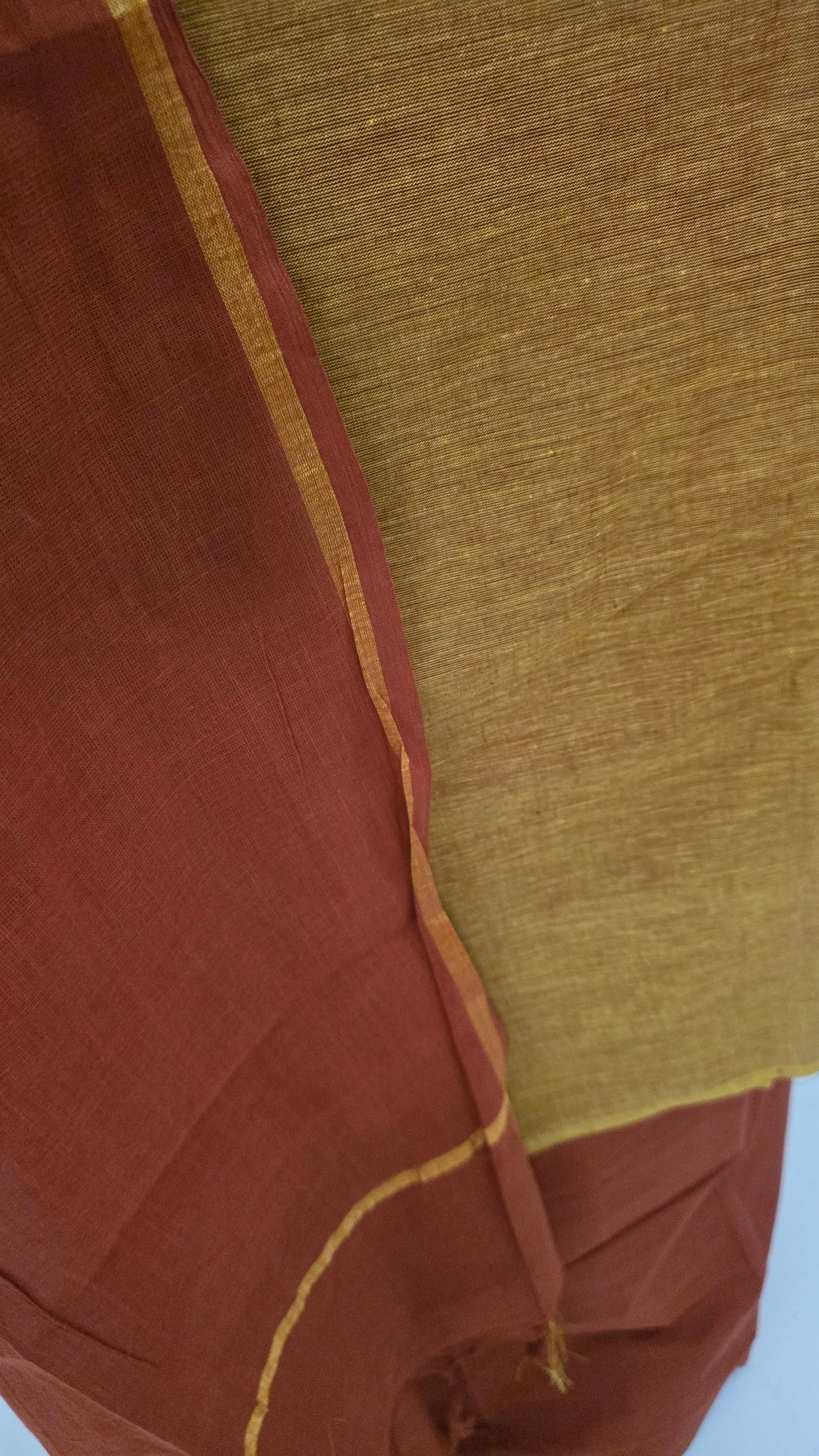 Mustard Brown Mangalagiri Handloom Pure South Cotton Suit Dress Material