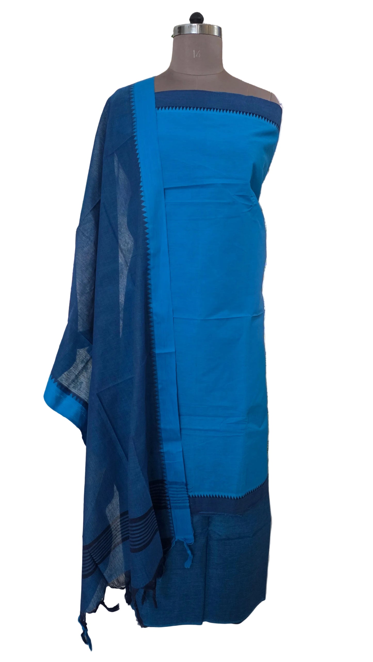 Firoji Blue Handloom Pure South Cotton Suit Dress Material