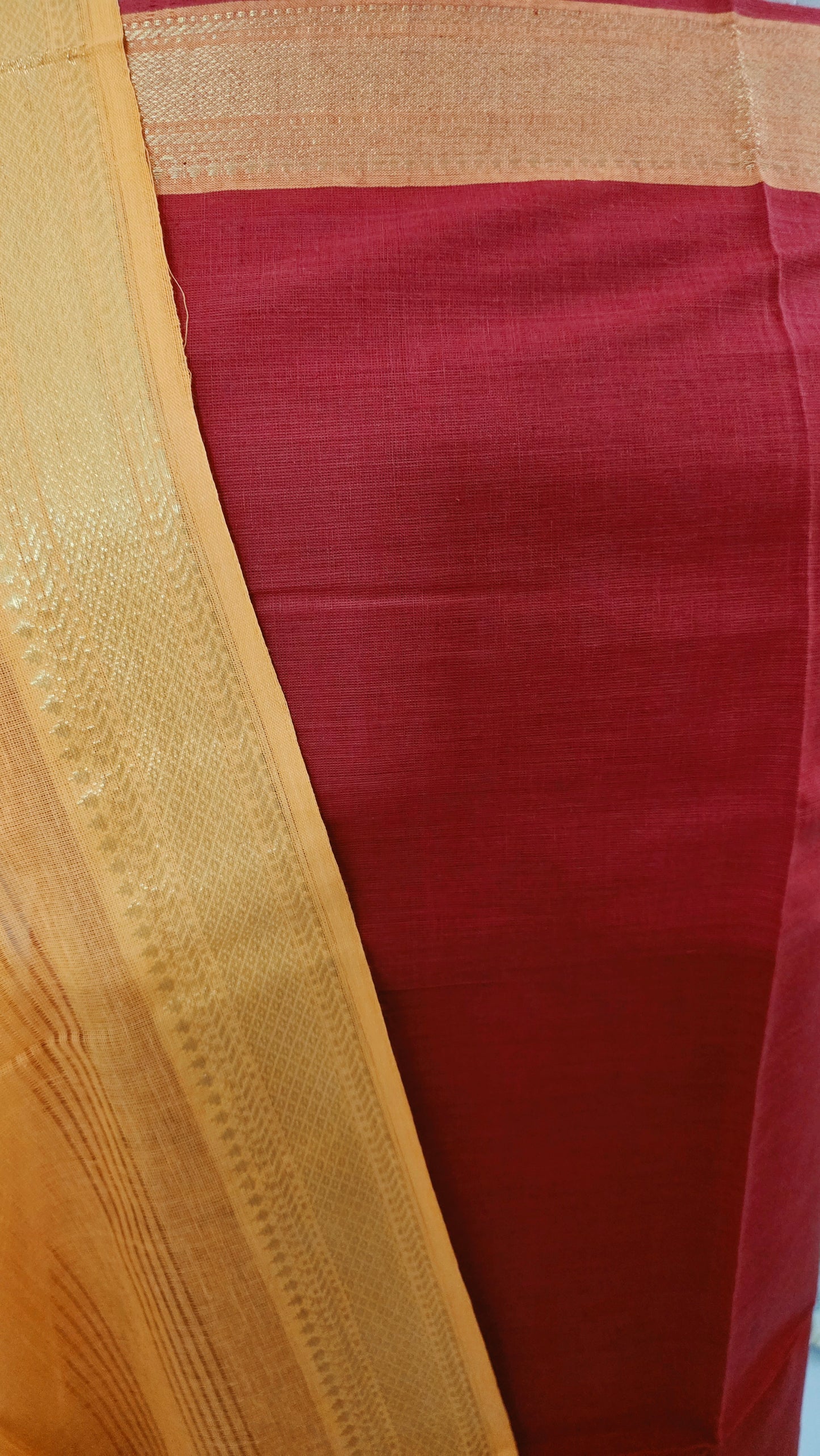 Red Yellow Handloom Pure South Cotton Suit Dress Material