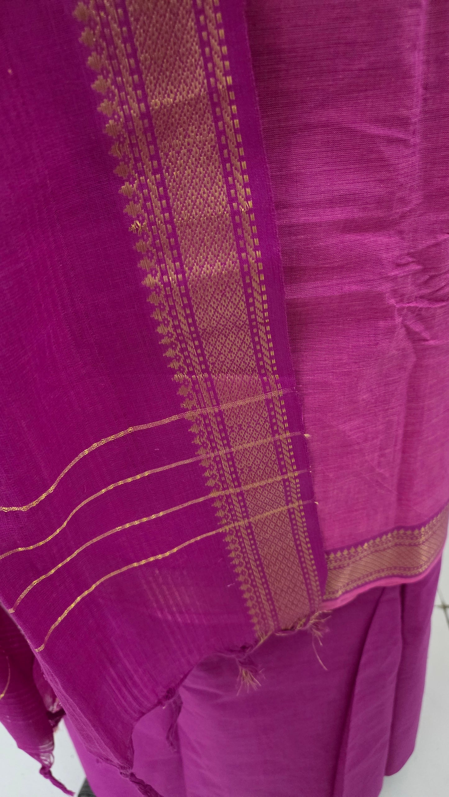 Pinkish Purple Handloom Pure South Cotton Suit Dress Material