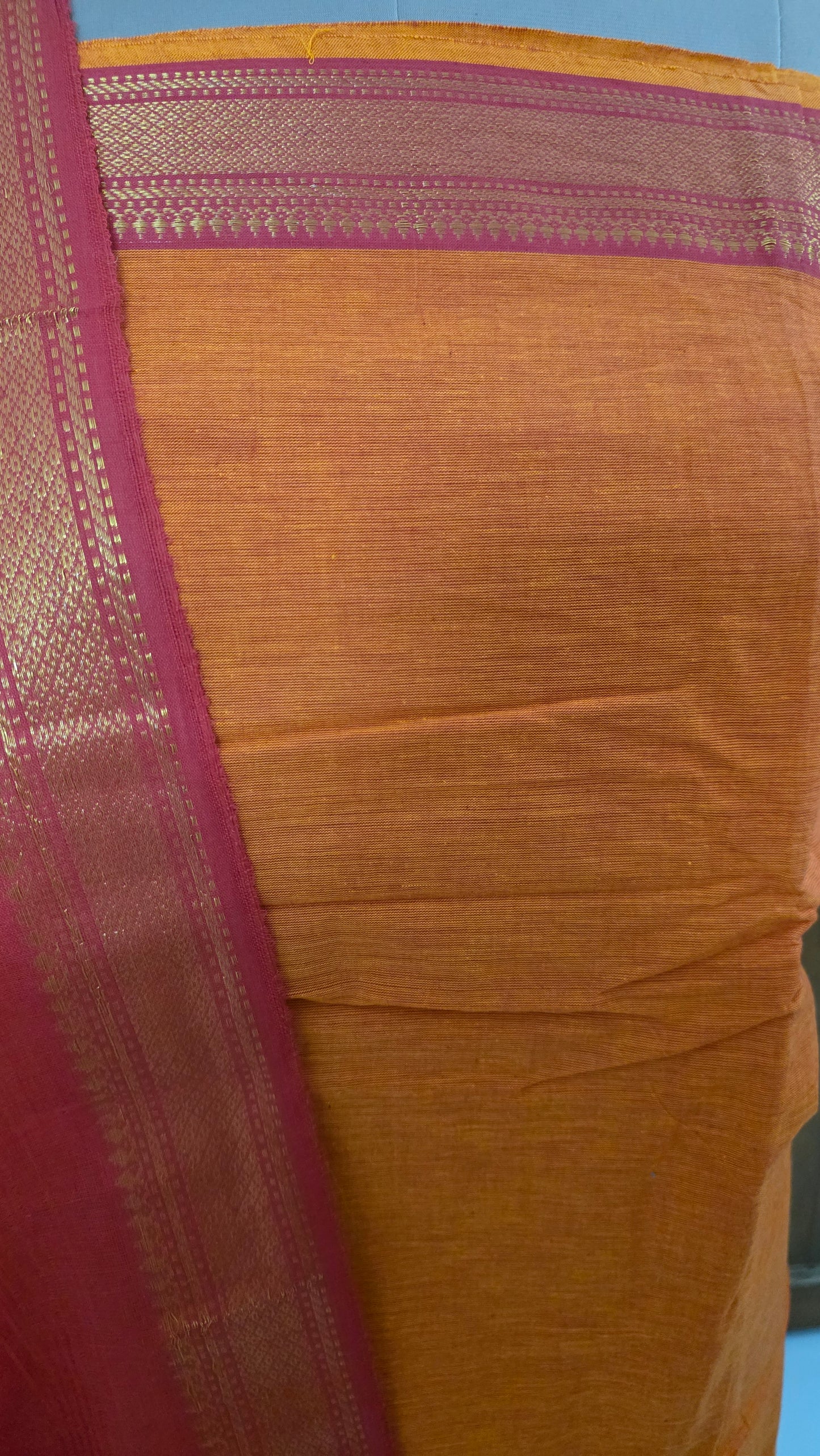 Orange Handloom Pure South Cotton Suit Dress Material