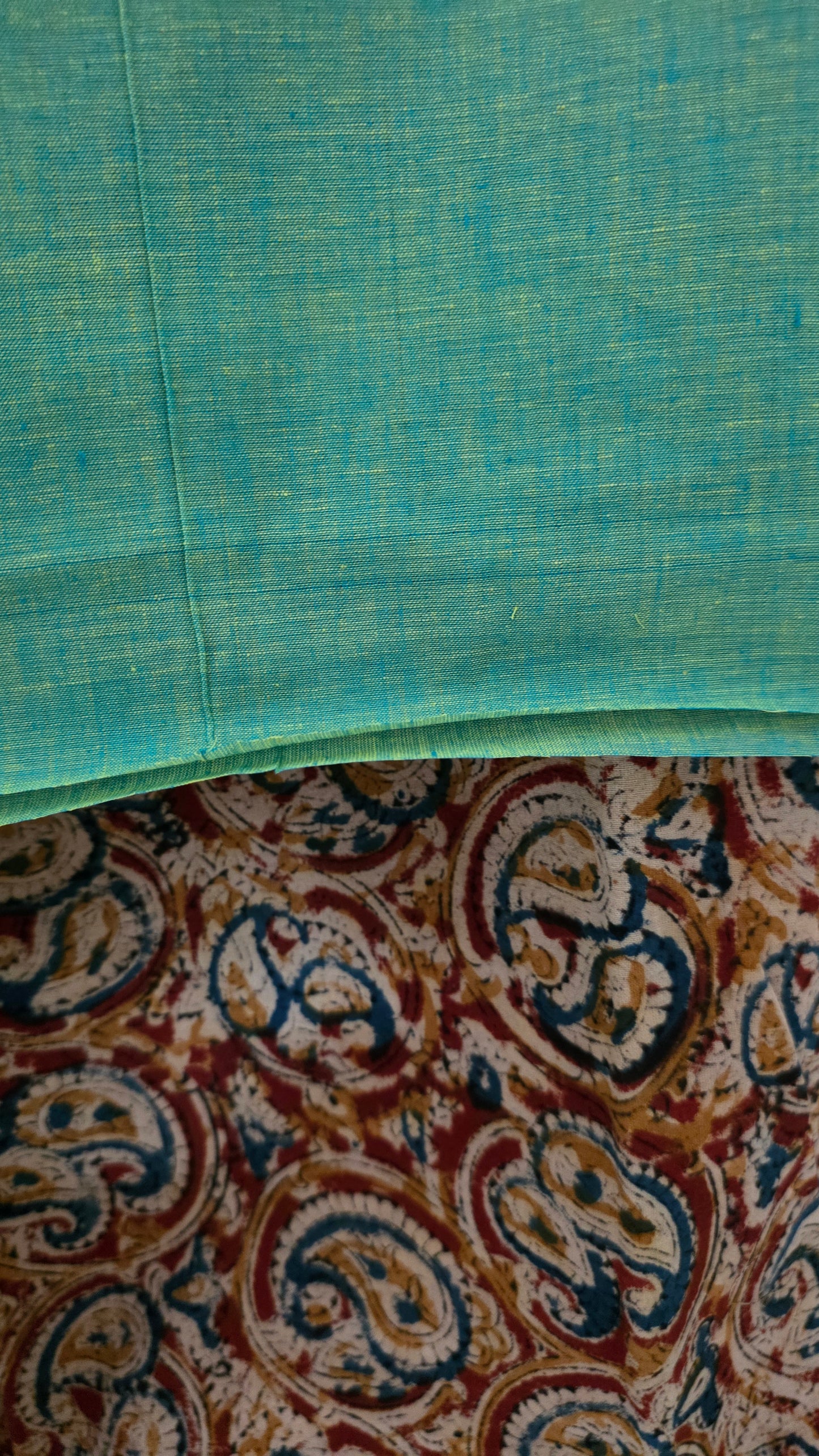 Turquoise Kalamkari Salwar Kameez Dress Material