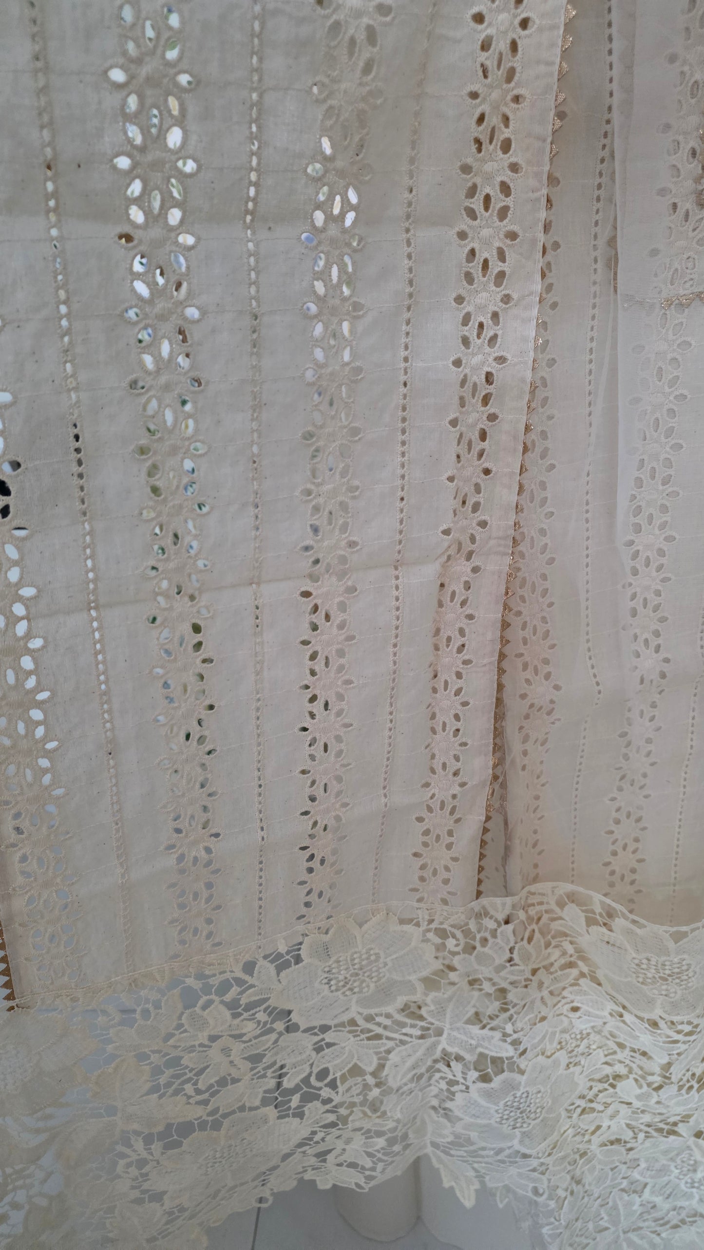 Pure Cotton Cream Hakoba laser cut suit dress material