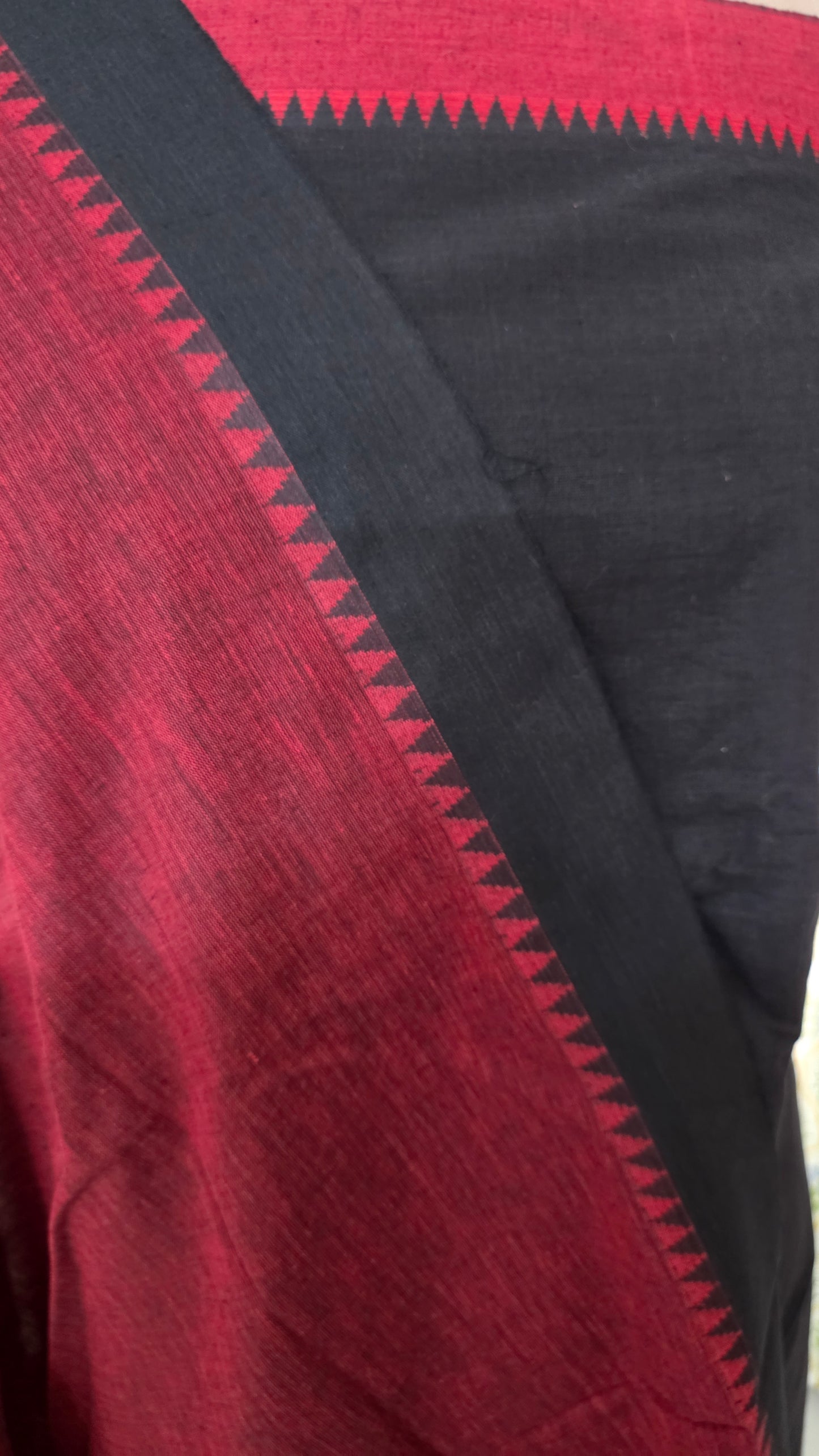 Black Maroon Handloom Pure South Cotton Suit Dress Material