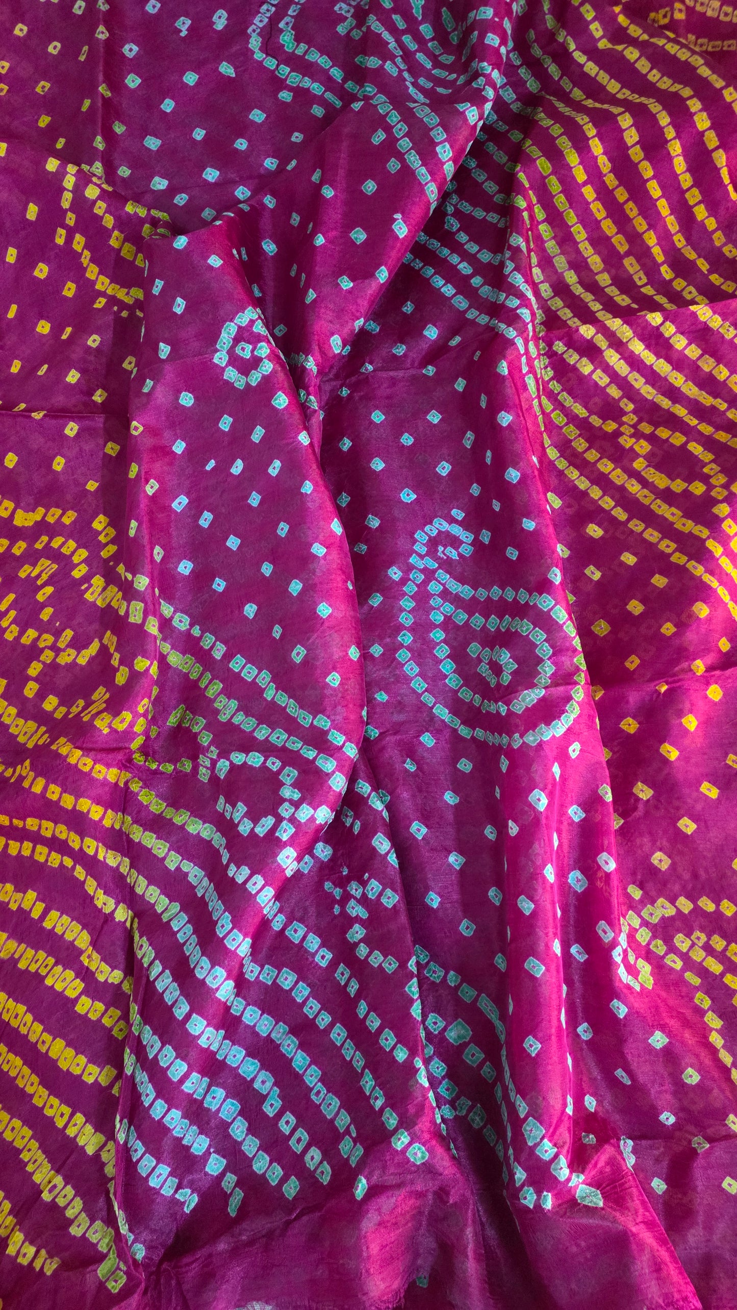 Pink Bandhani Bandhej Printed Art Silk Saree KCBAN08