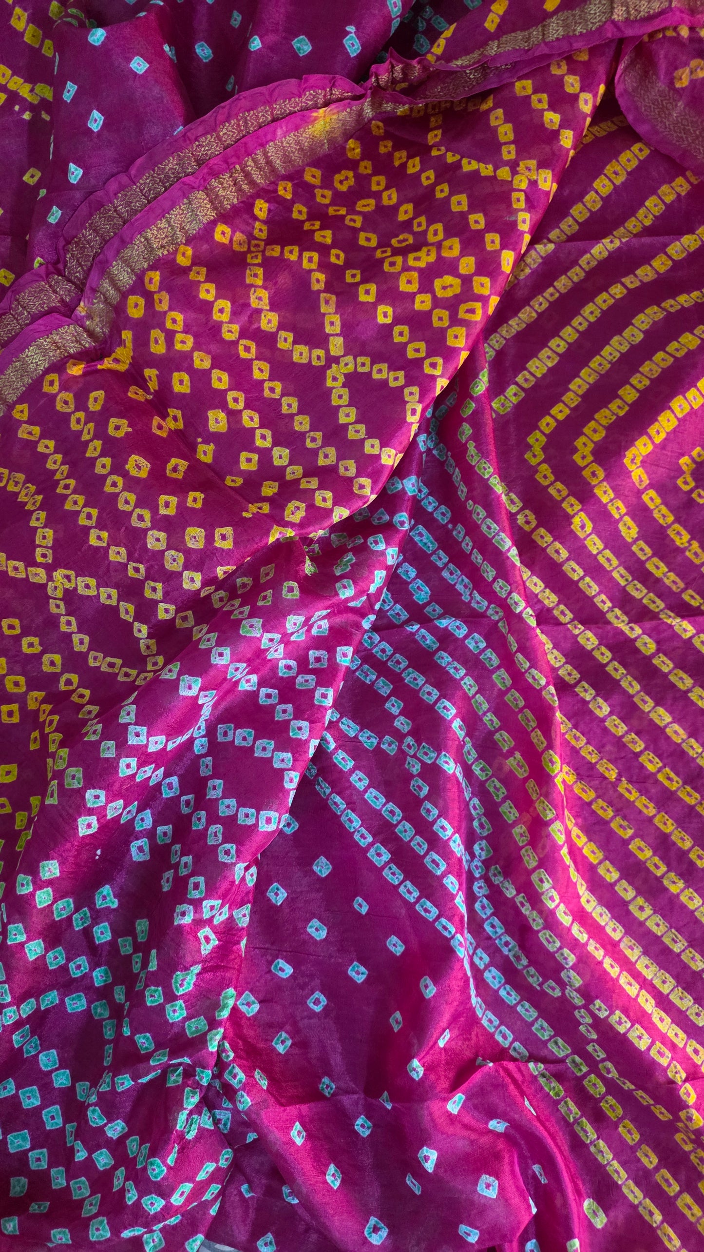 Pink Bandhani Bandhej Printed Art Silk Saree KCBAN08
