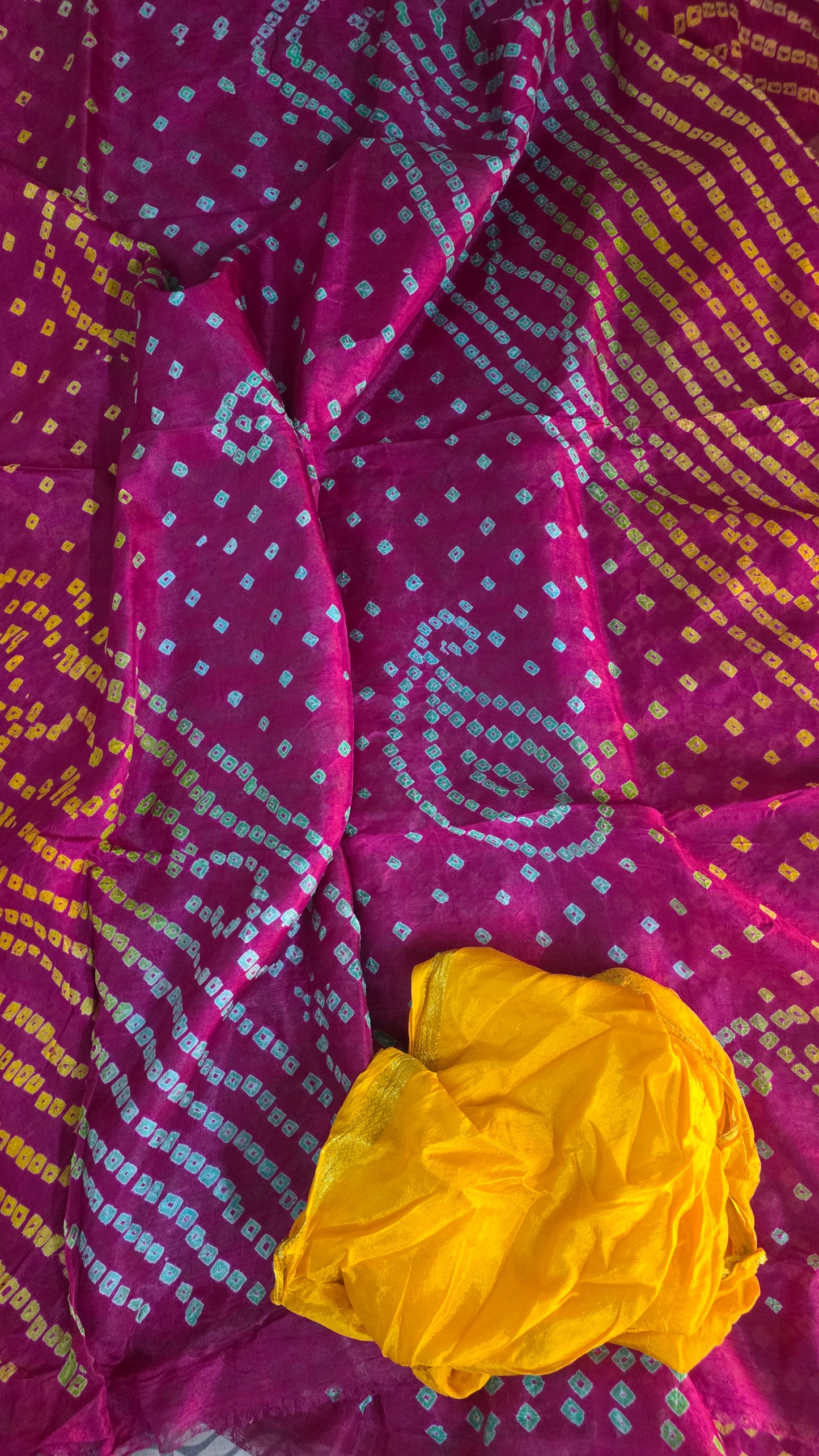 Pink Bandhani Bandhej Printed Art Silk Saree KCBAN08