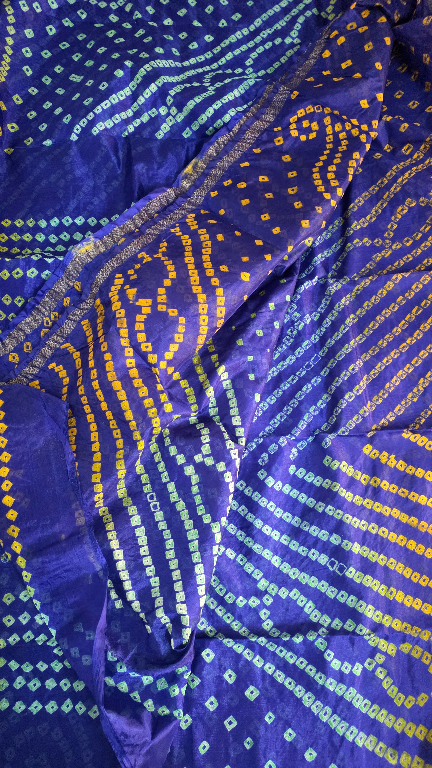 Blue Bandhani Bandhej Printed Art Silk Saree KCBAN06