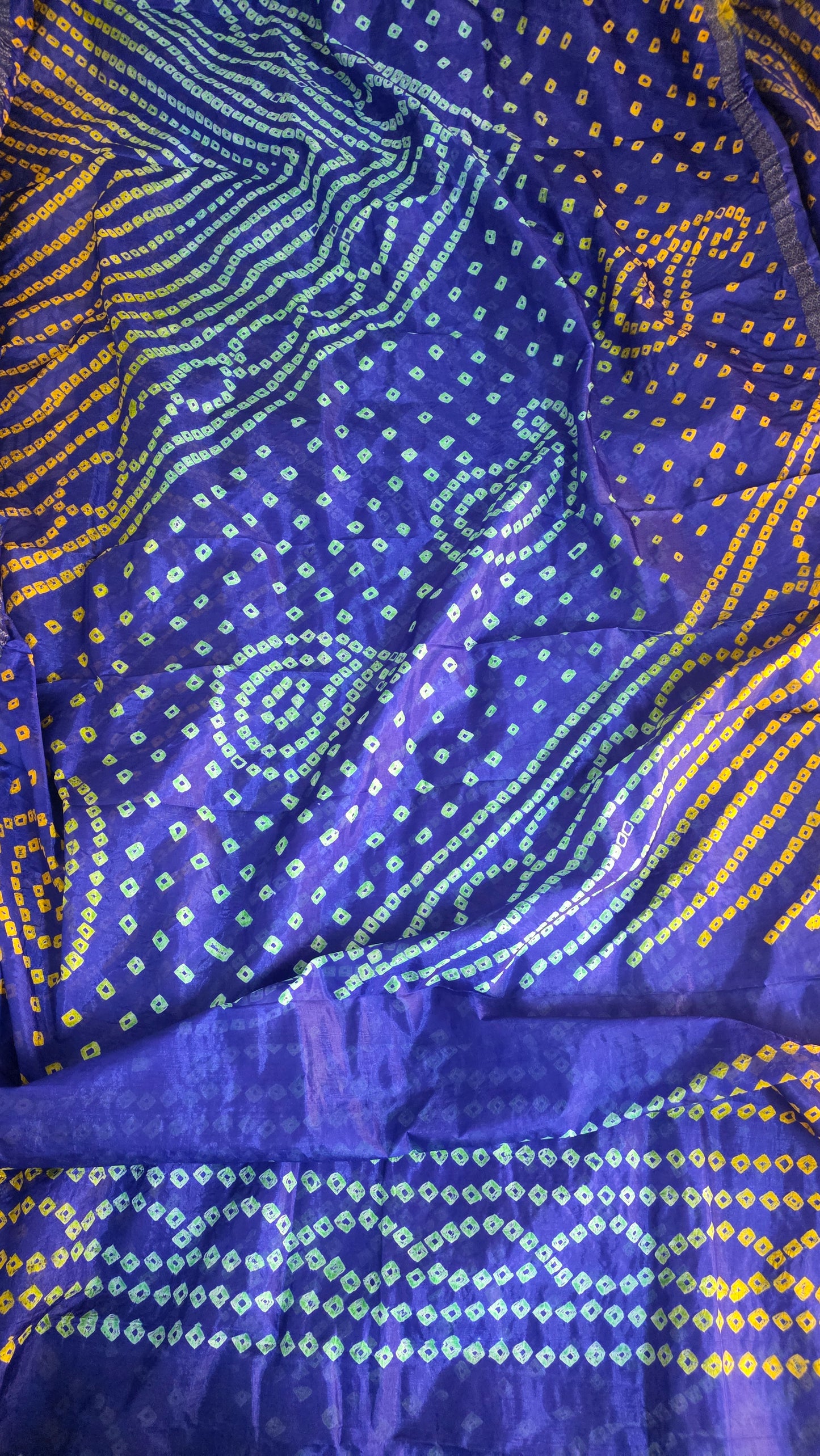 Blue Bandhani Bandhej Printed Art Silk Saree KCBAN06