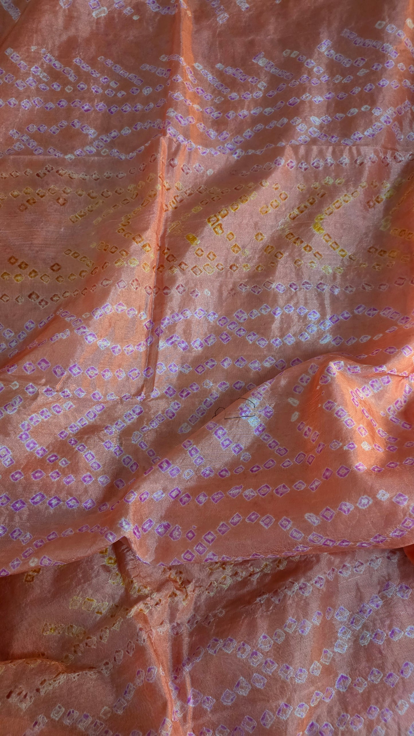 Peachy Orange Bandhani Bandhej Printed Art Silk Saree KCBAN02