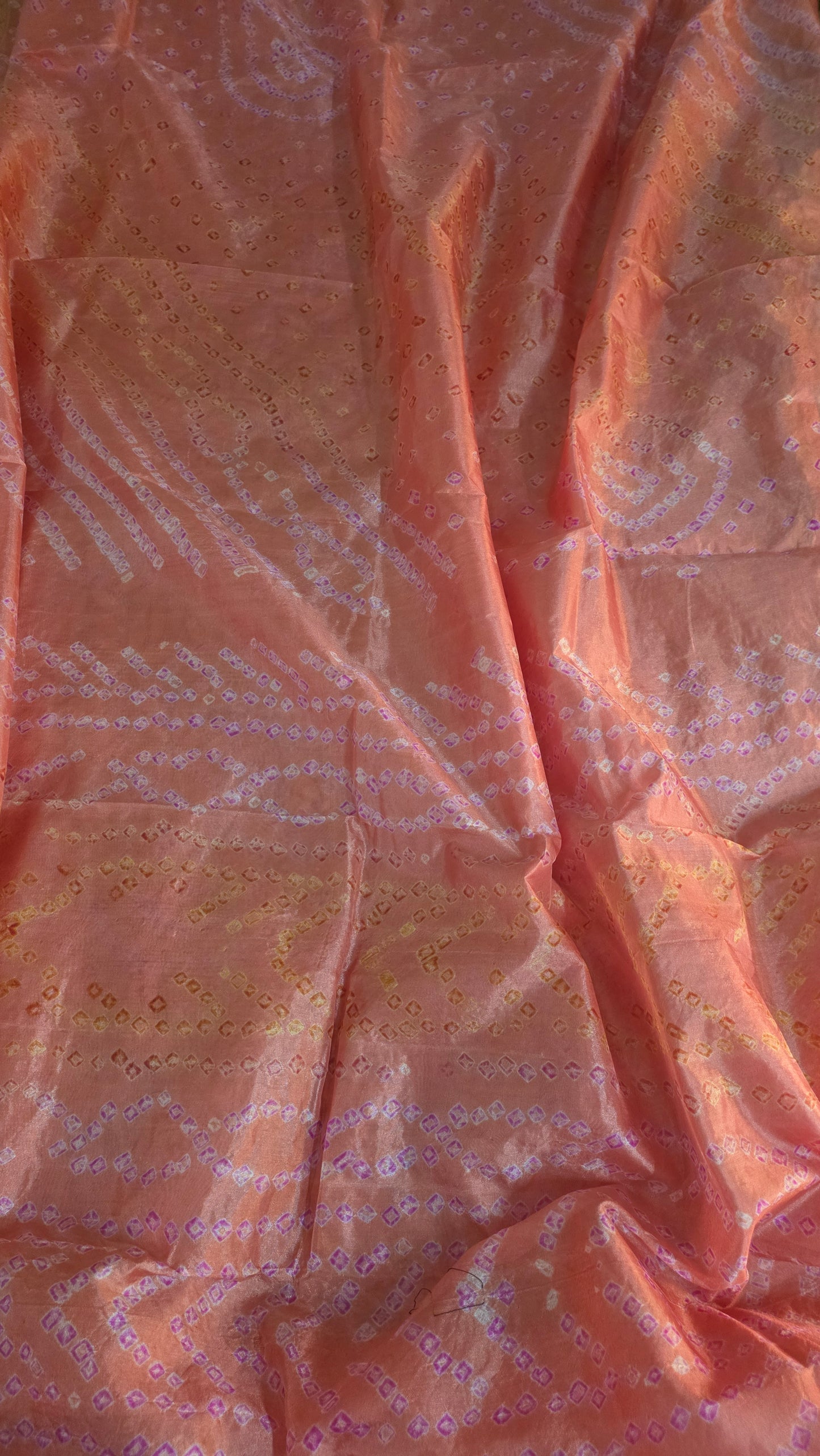 Peachy Orange Bandhani Bandhej Printed Art Silk Saree KCBAN02