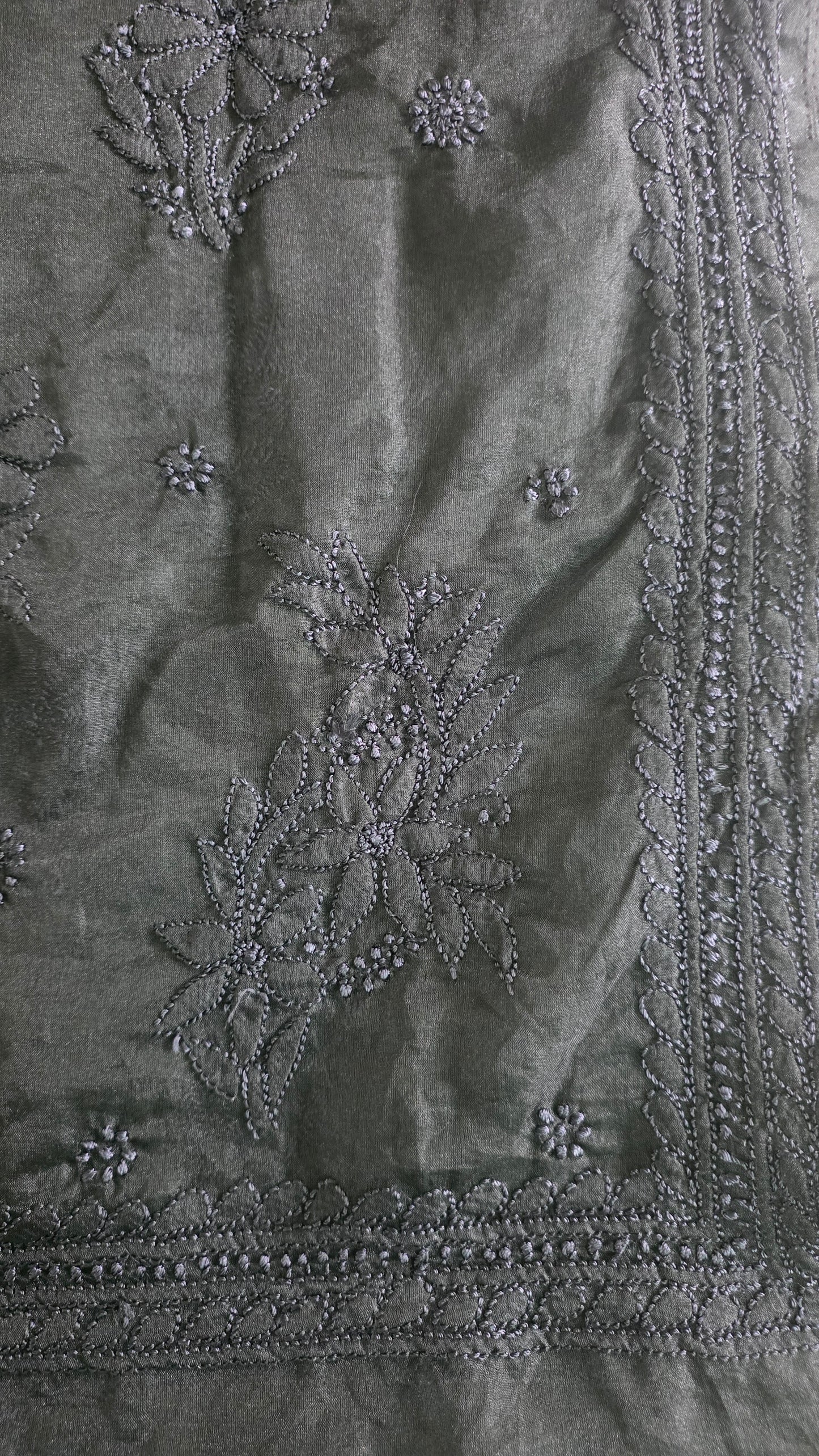 Black Organza hand work Lakhnavi Chikankari saree