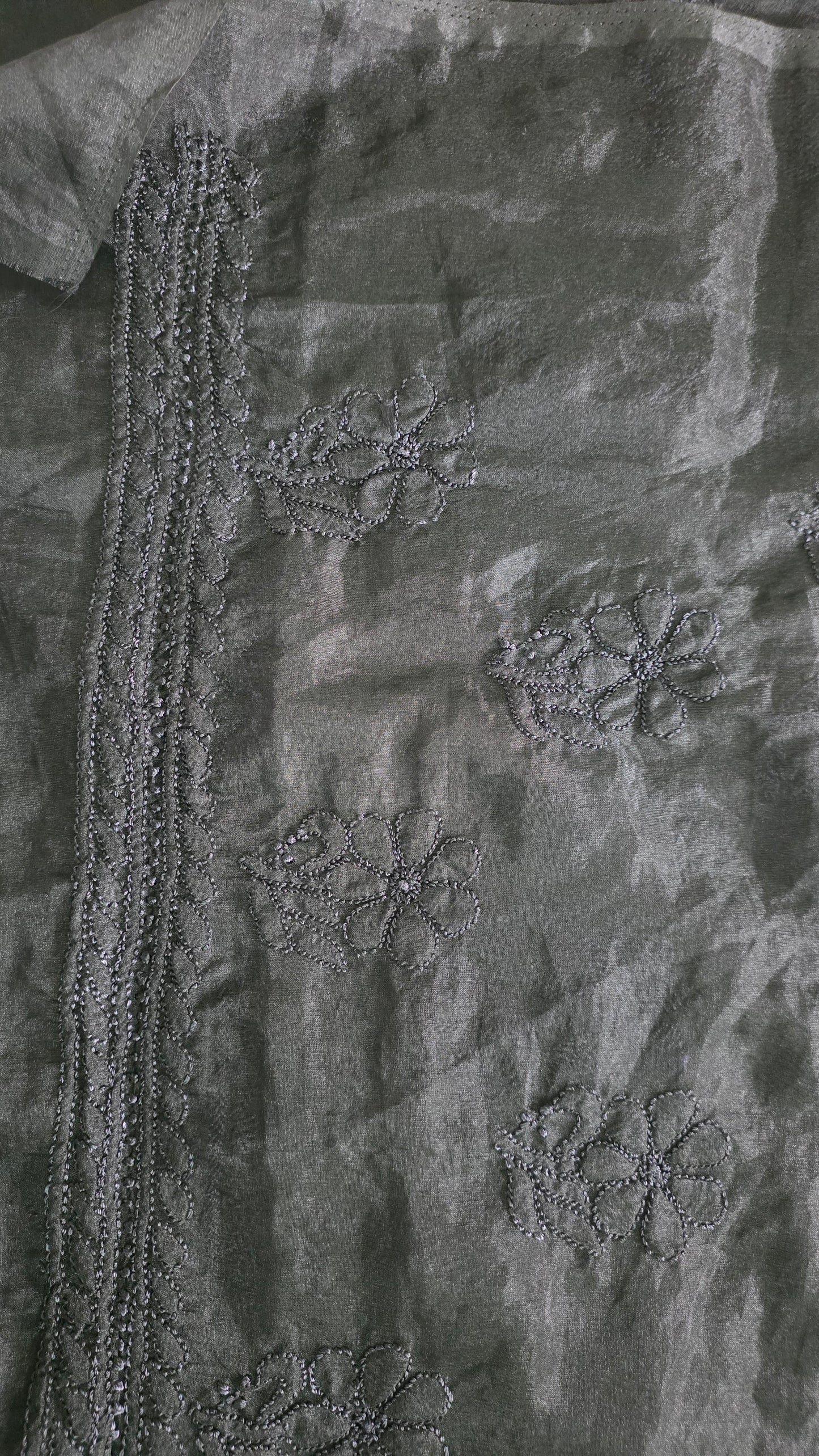 Black Organza hand work Lakhnavi Chikankari saree