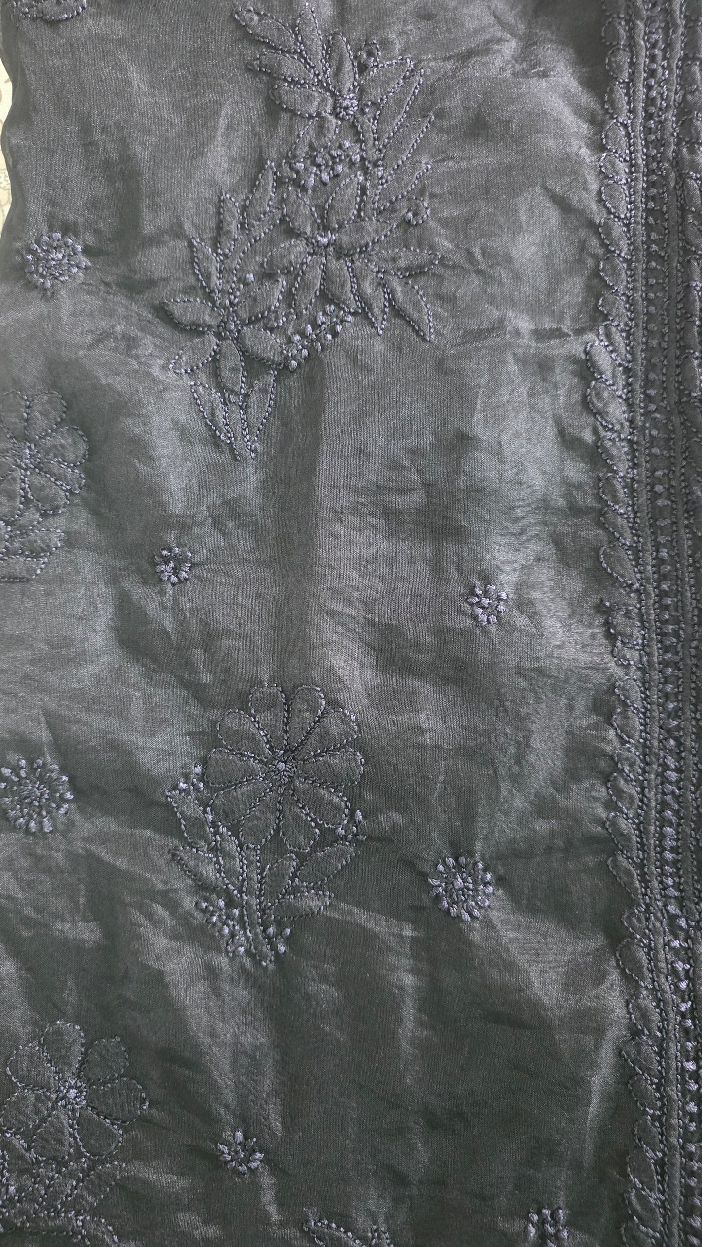 Black Organza hand work Lakhnavi Chikankari saree