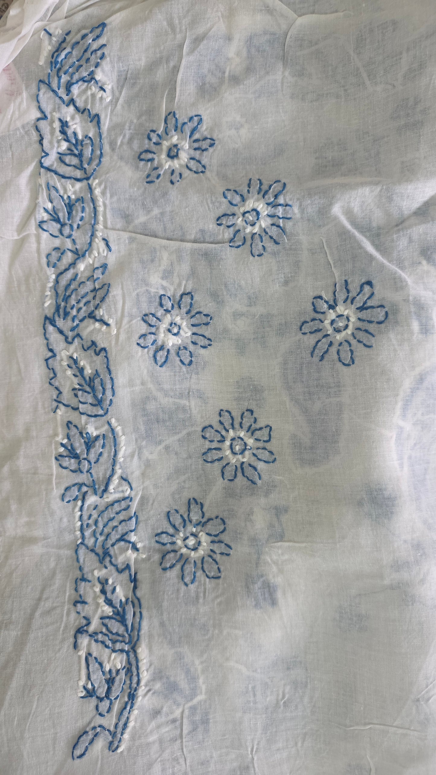 White Pure Cotton hand work Lakhnavi Chikankari saree