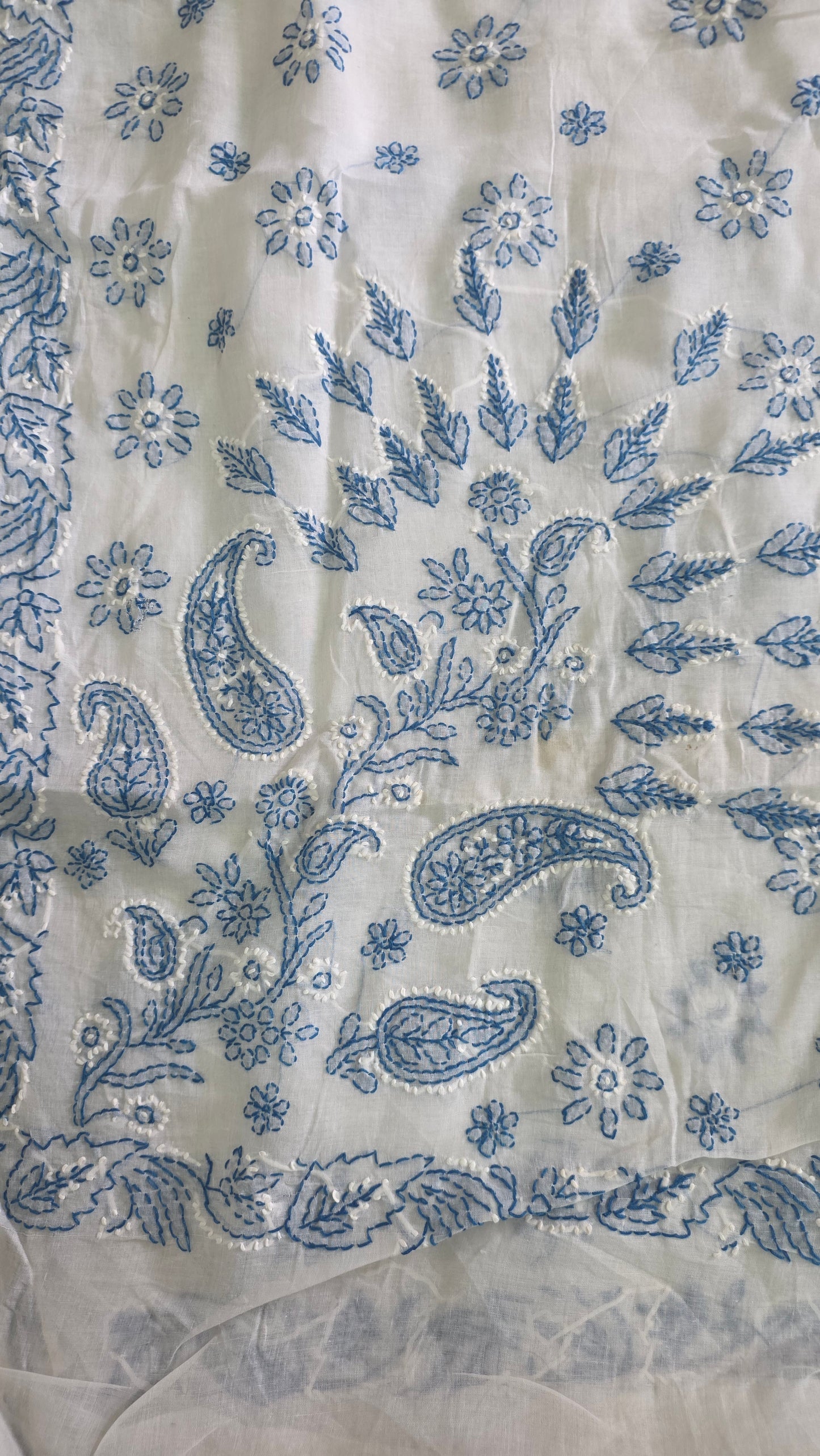 White Pure Cotton hand work Lakhnavi Chikankari saree
