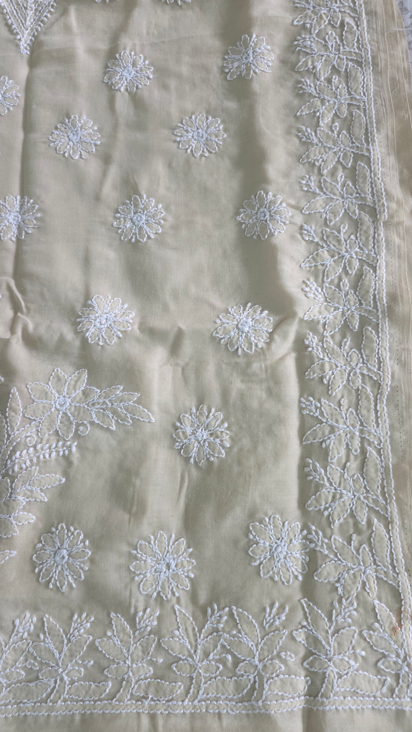 Beige Pure Cotton hand work Lakhnavi Chikankari saree