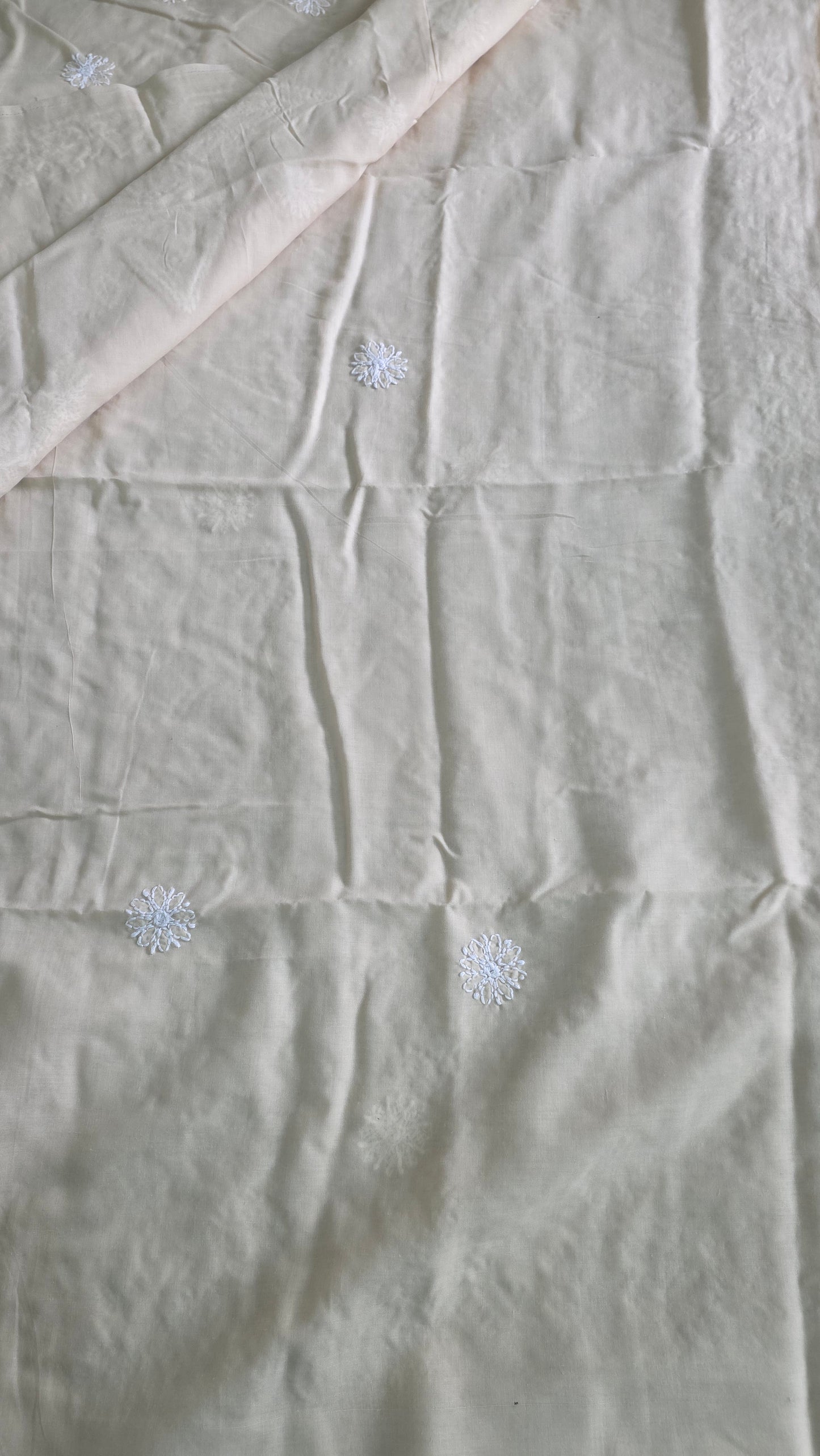Beige Pure Cotton hand work Lakhnavi Chikankari saree