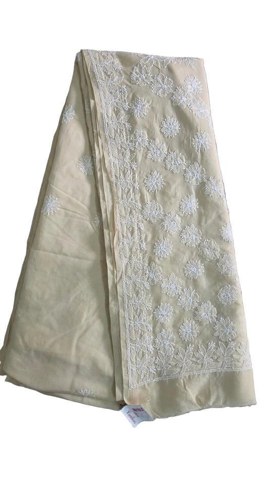 Beige Pure Cotton hand work Lakhnavi Chikankari saree