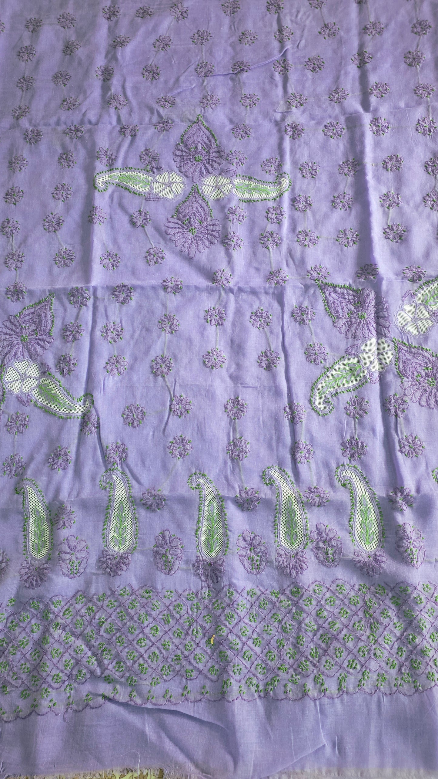 Pure Cotton Jaali work Lakhnavi Chikankari saree