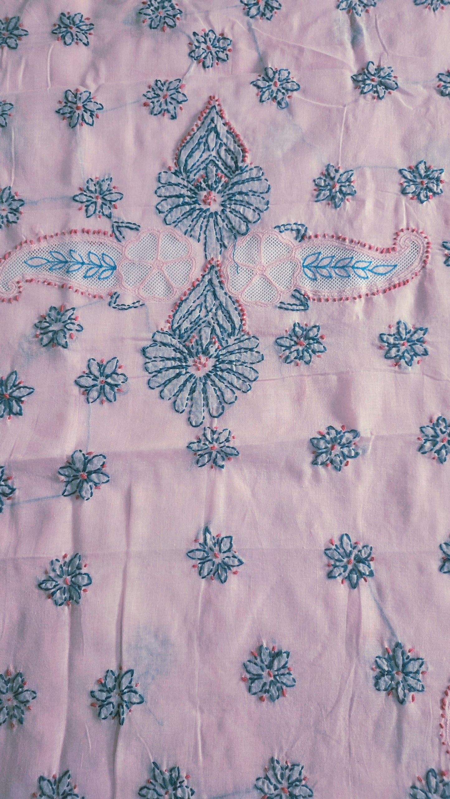Pure Cotton Jaali work Lakhnavi Chikankari saree