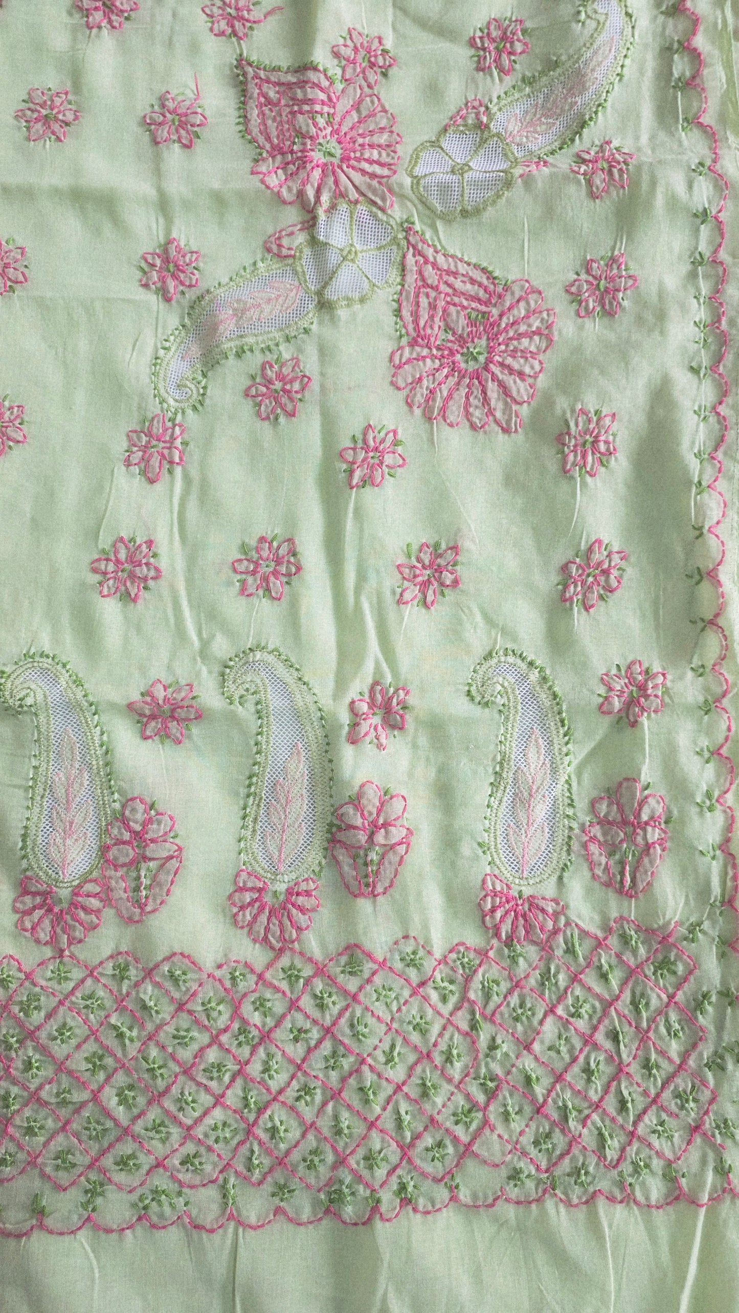 Pure Cotton Jaali work Lakhnavi Chikankari saree
