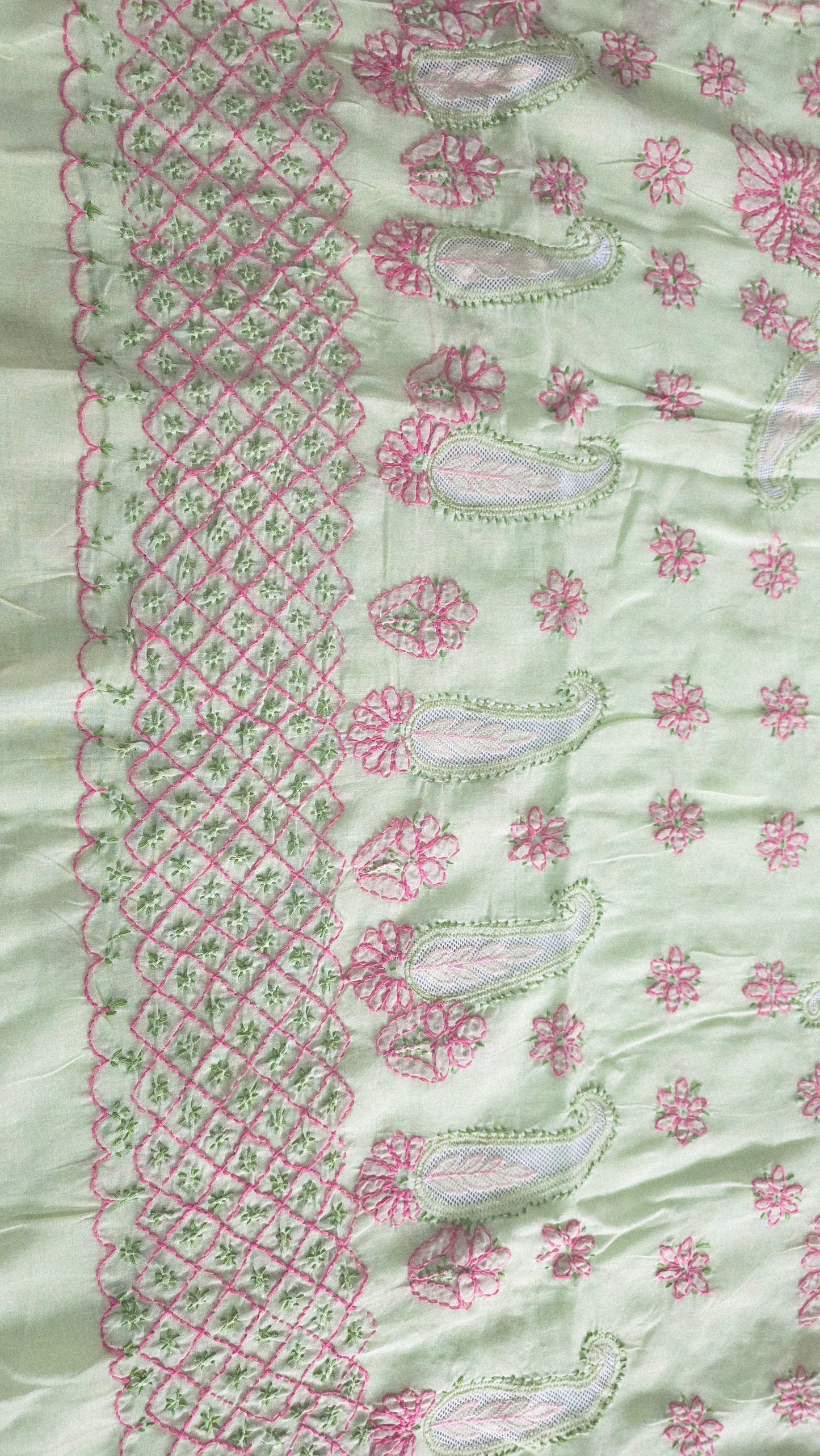 Pure Cotton Jaali work Lakhnavi Chikankari saree