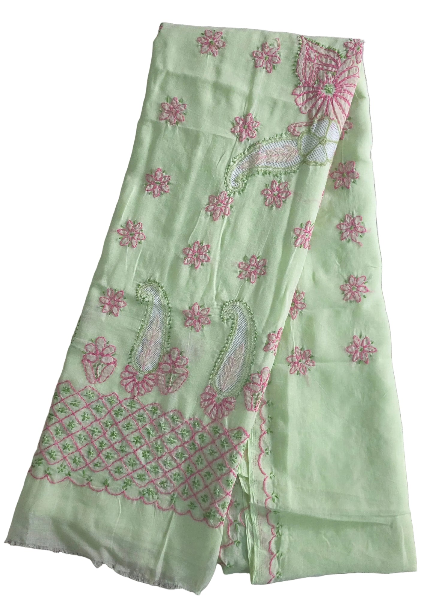 Pure Cotton Jaali work Lakhnavi Chikankari saree