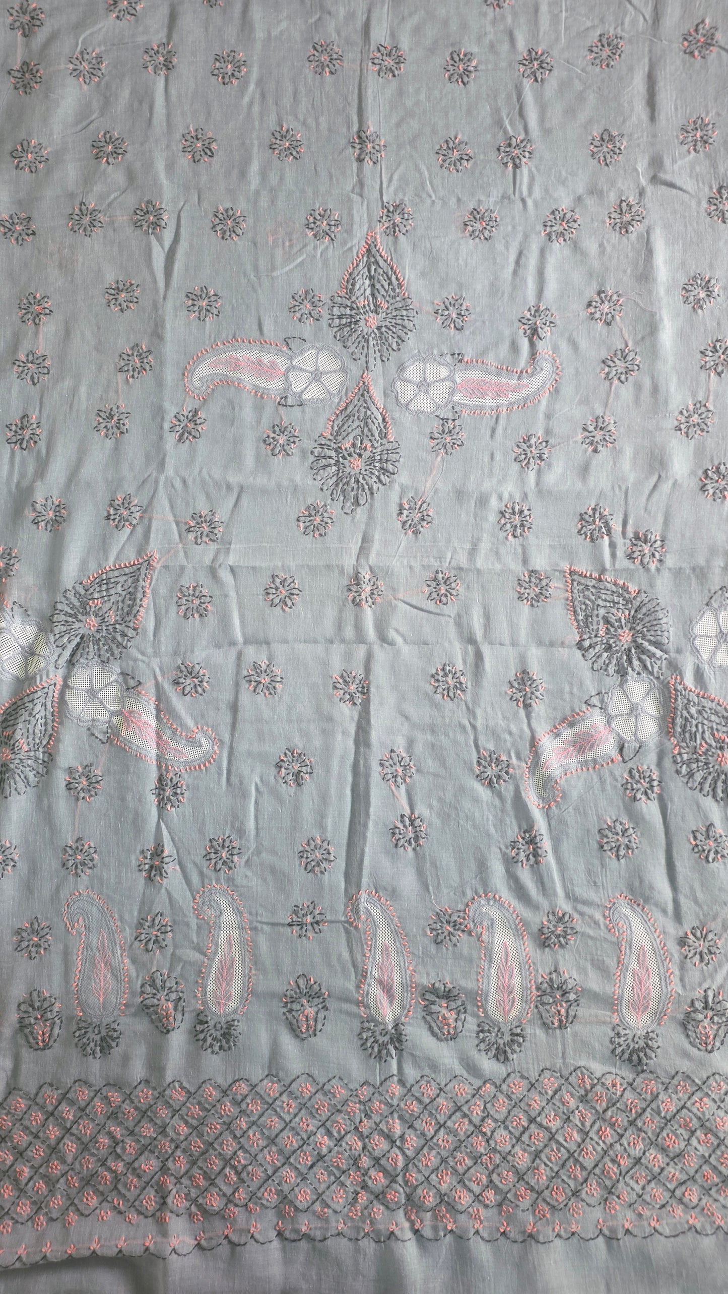 Pure Cotton Jaali work Lakhnavi Chikankari saree