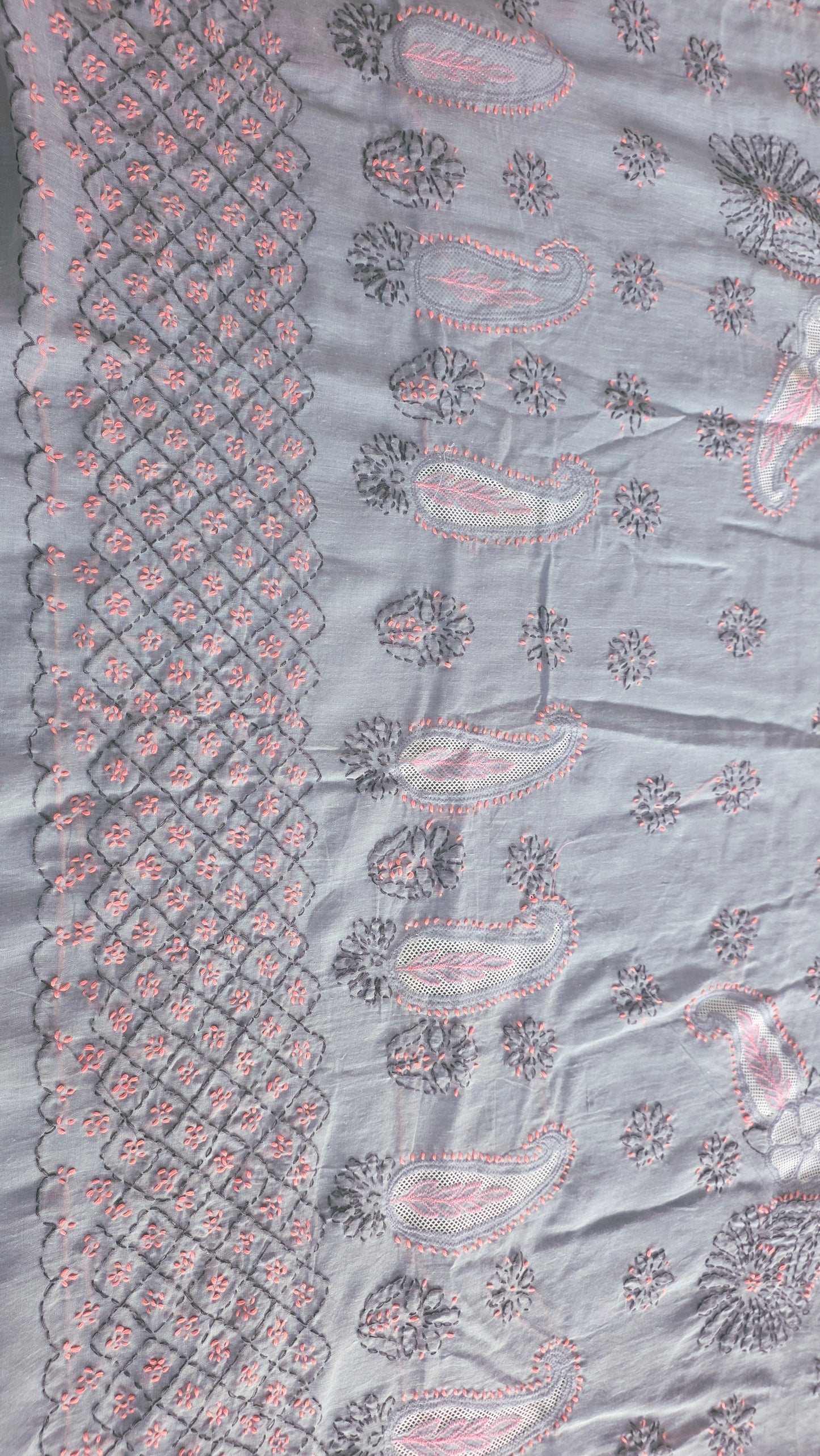 Pure Cotton Jaali work Lakhnavi Chikankari saree