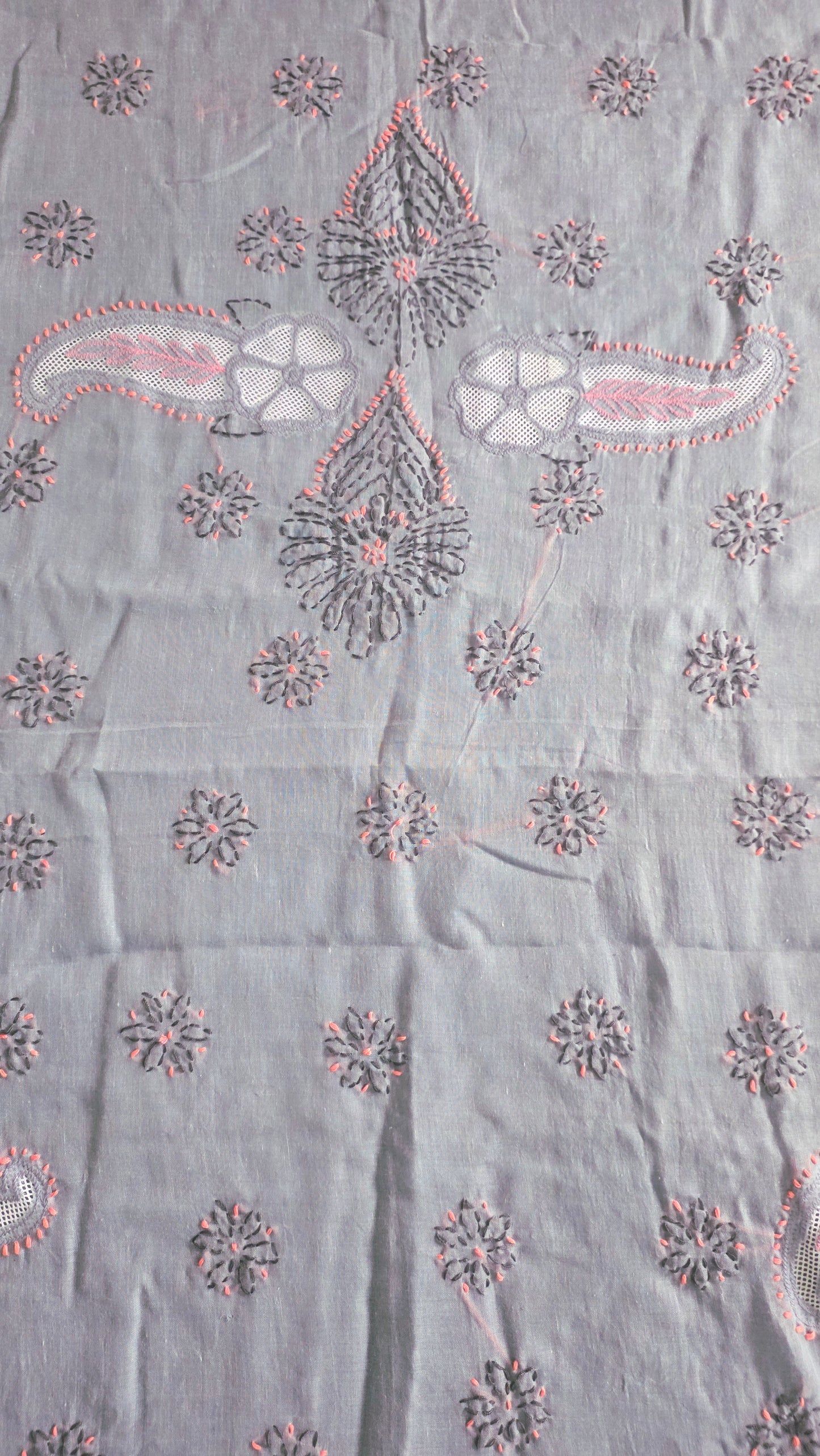 Pure Cotton Jaali work Lakhnavi Chikankari saree