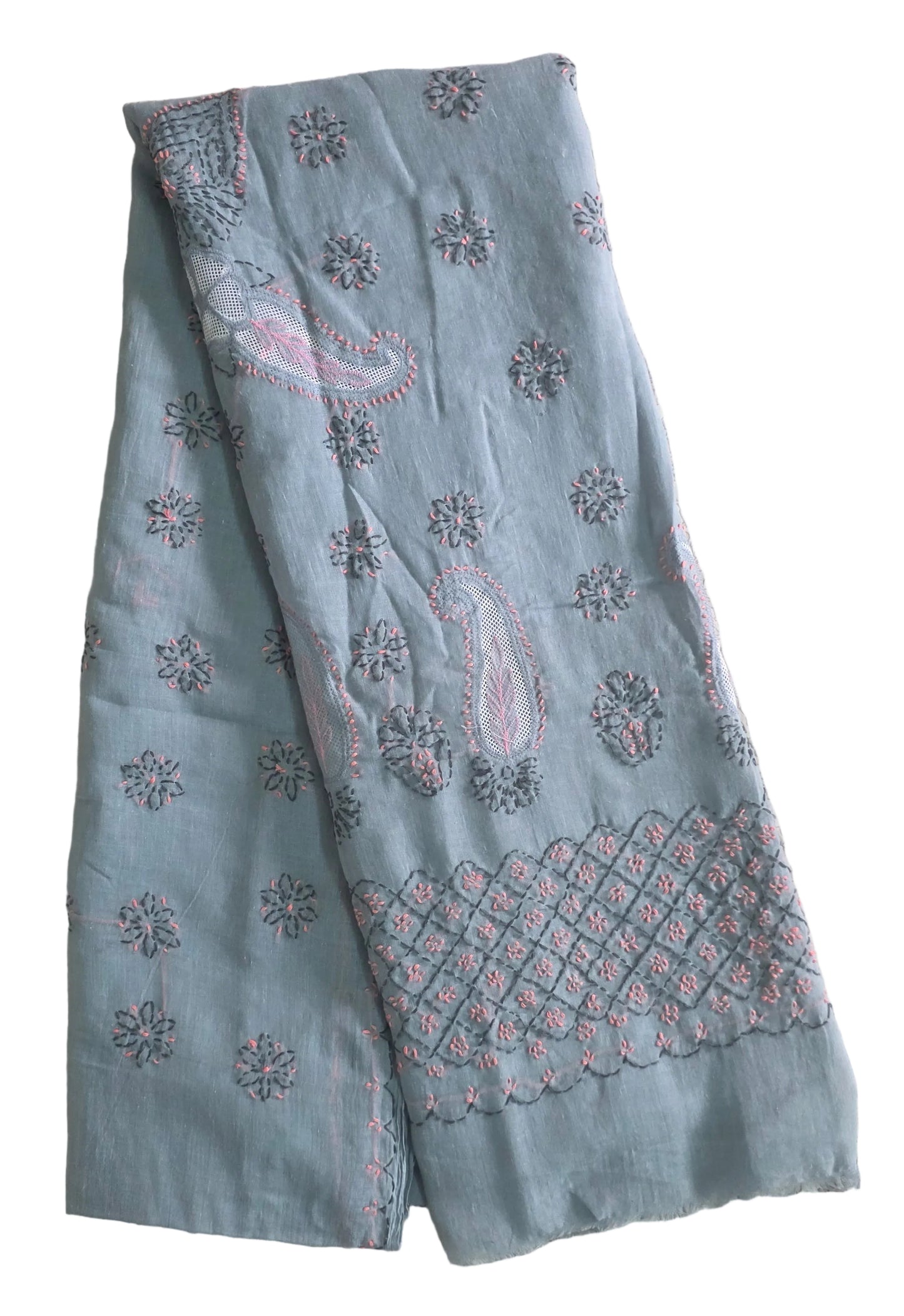Pure Cotton Jaali work Lakhnavi Chikankari saree