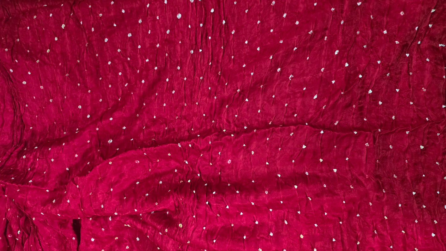 Multi Rainbow Palla Red Gajji Modal Bandhej Bandhani saree
