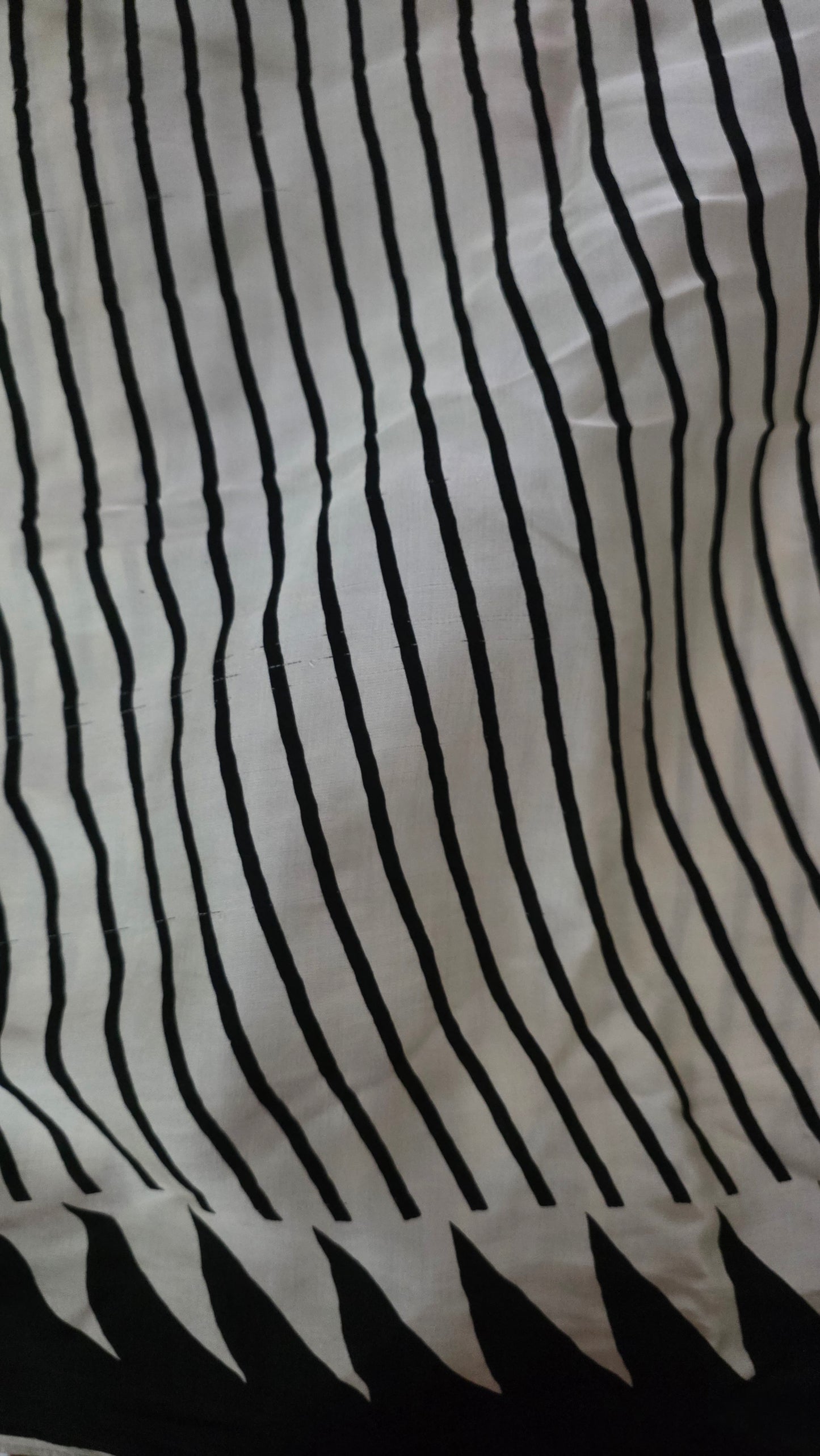 Offwhite Black Striped screen printed Modal Silk Saree