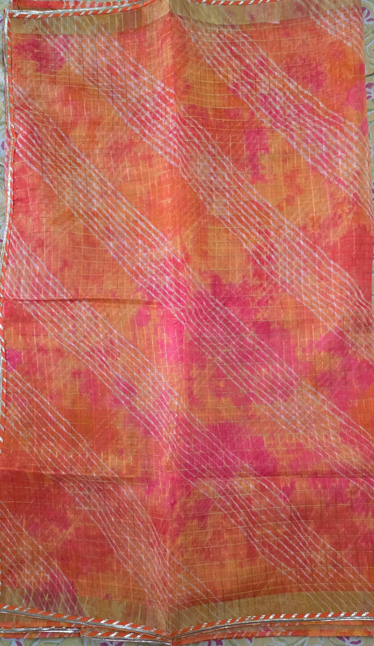 Designer Orange Zari Weaven Kota Shibori Saree KCS118