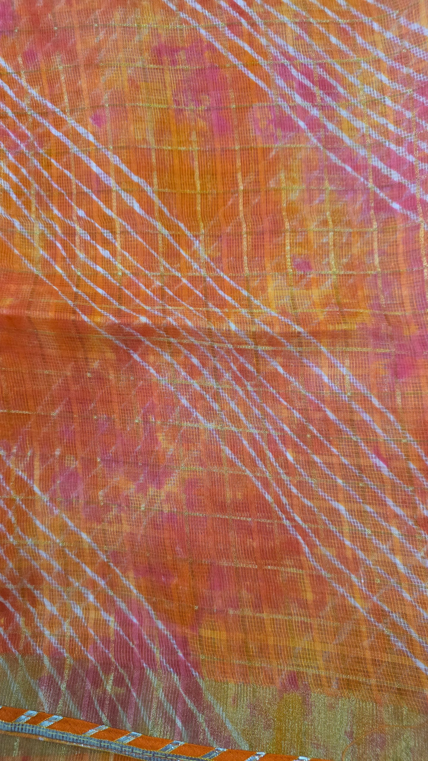 Designer Orange Zari Weaven Kota Shibori Saree KCS118