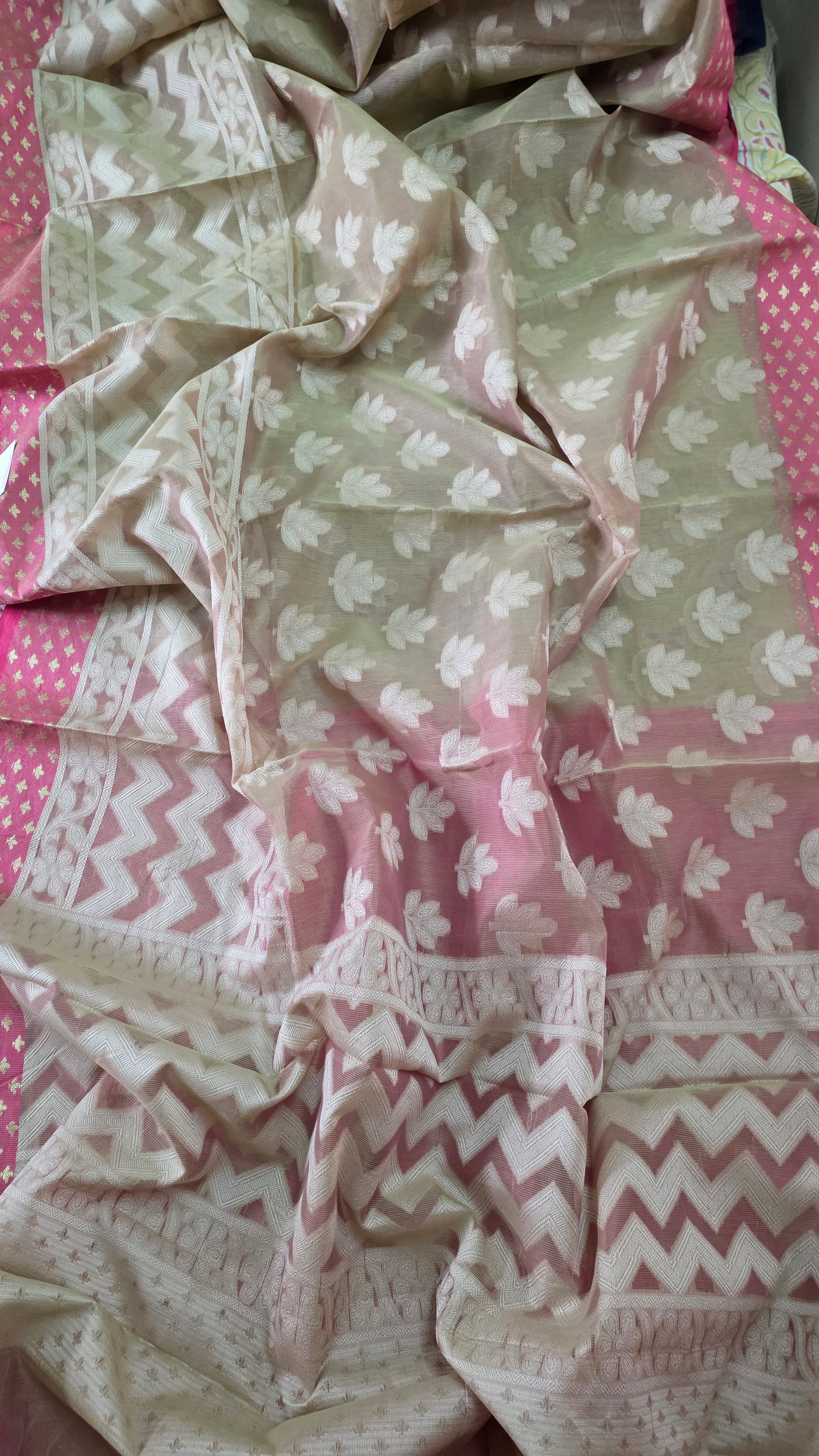 Designer Exclusive Deep Beige Pink Border Kota Weaven Saree KCS109
