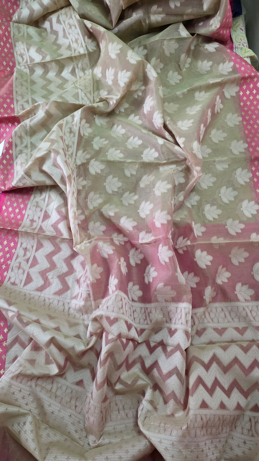 Designer Exclusive Deep Beige Pink Border Kota Weaven Saree KCS109