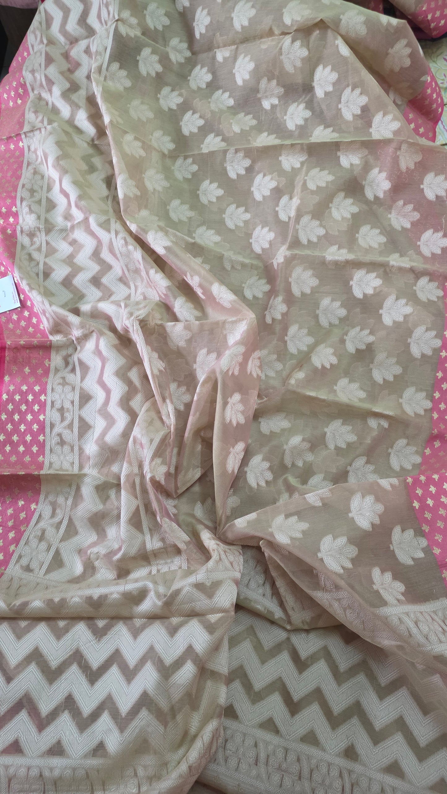 Designer Exclusive Deep Beige Pink Border Kota Weaven Saree KCS109