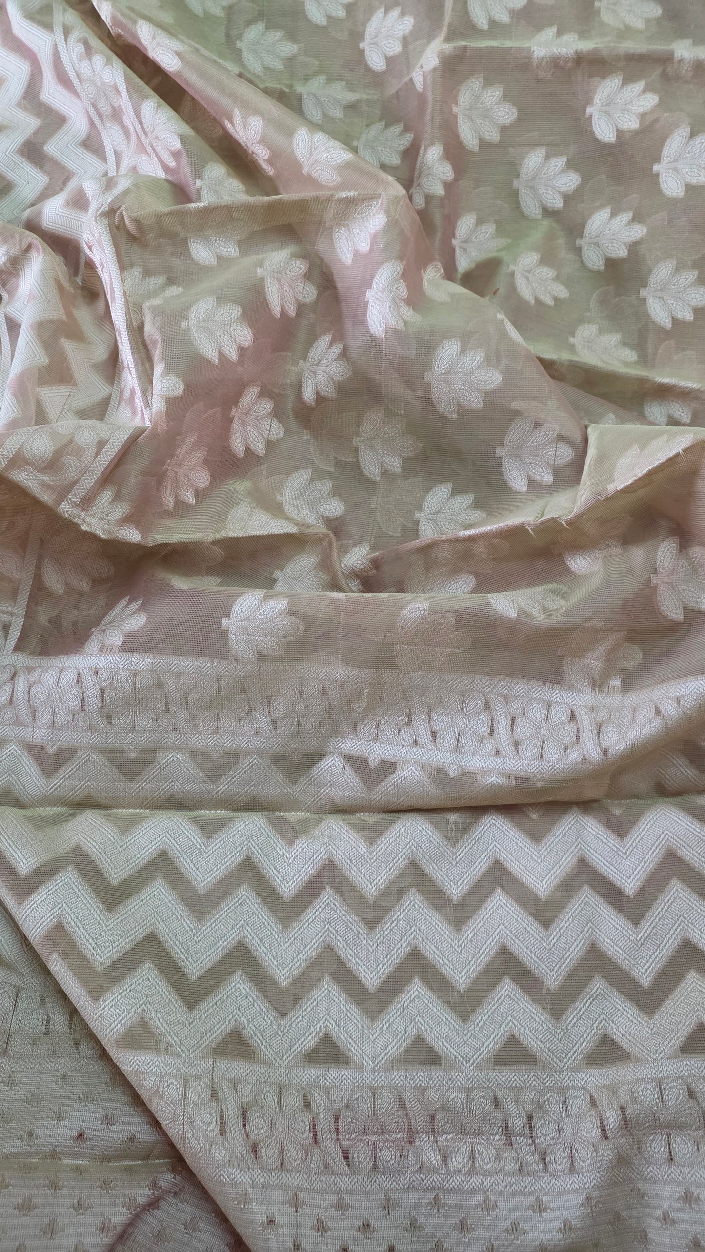 Designer Exclusive Deep Beige Pink Border Kota Weaven Saree KCS109