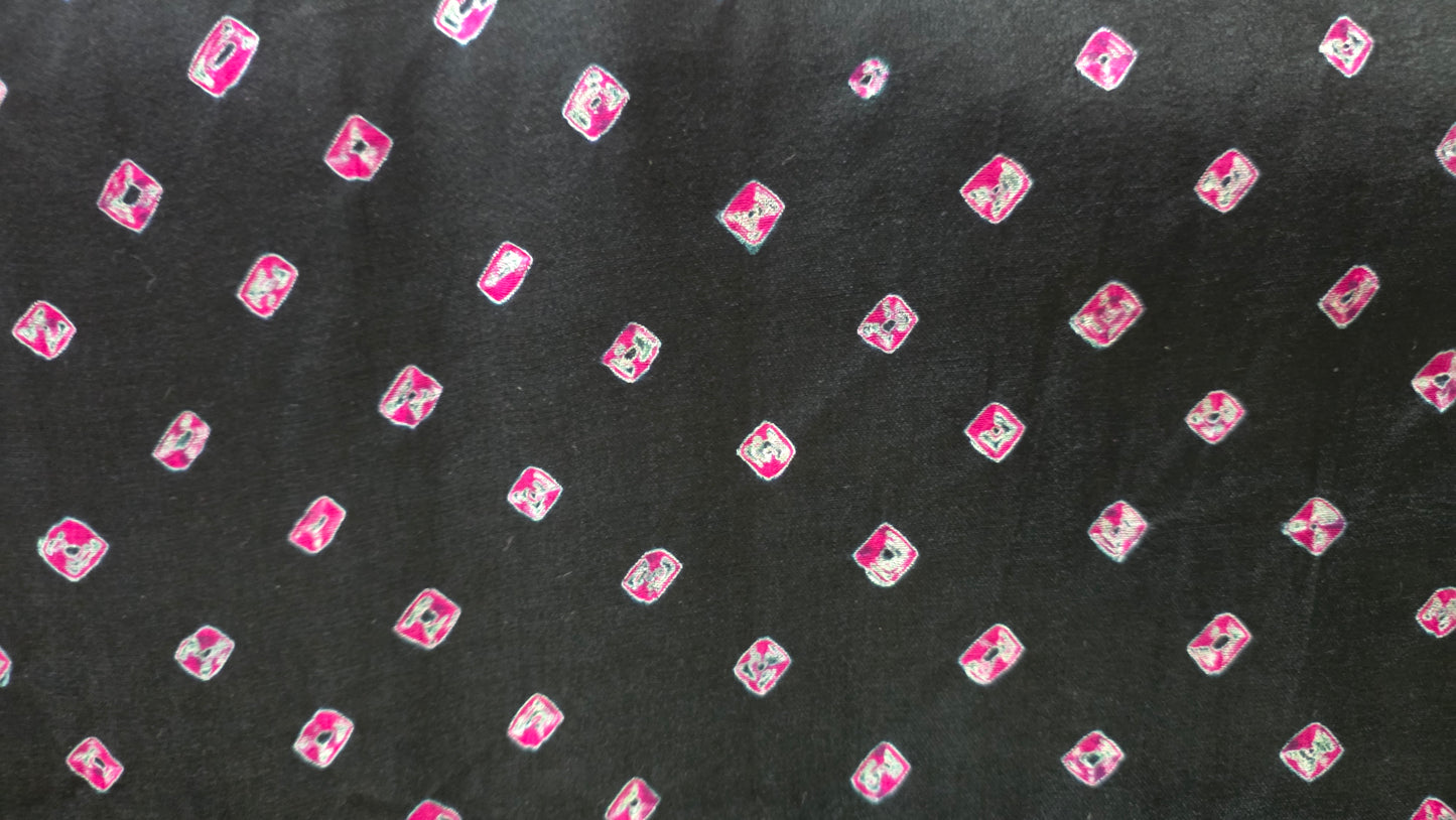 Pure Gajji Silk Black saree with Bandhej Badhani Gharchola work