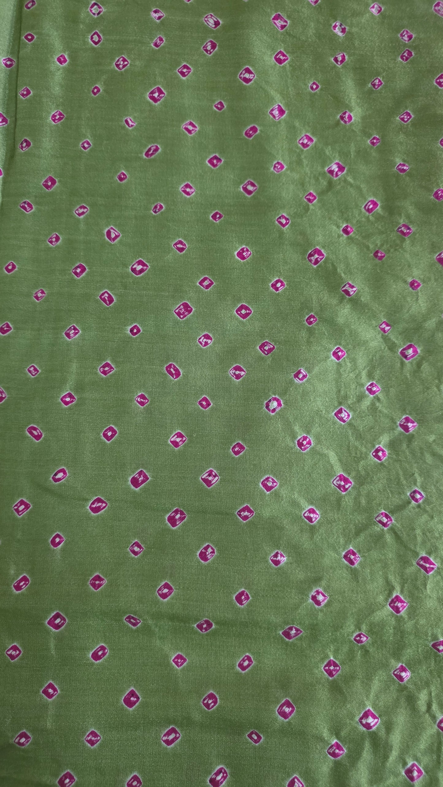 Pure Gajji Silk Olive Green saree with Bandhej Badhani Gharchola work
